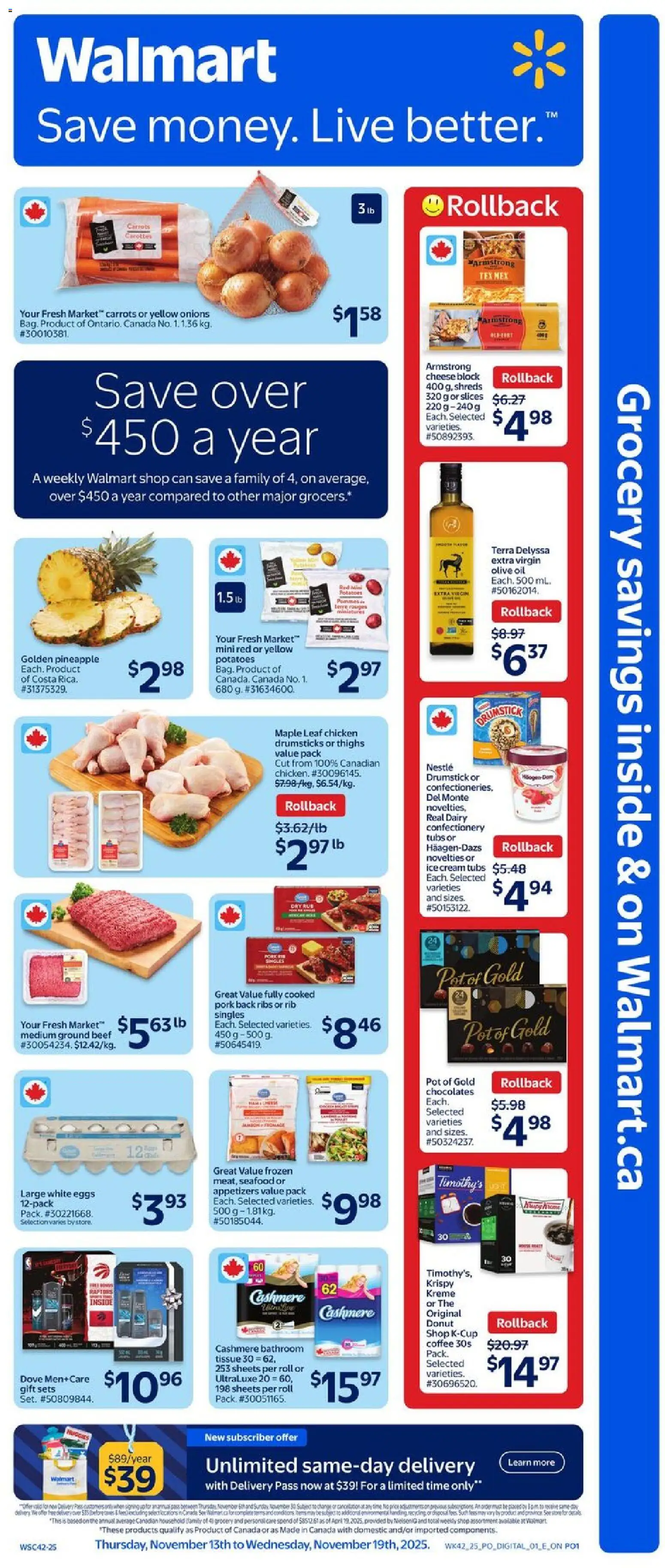 Walmart weekly flyer - page 1- valid from Nov 13, 2025