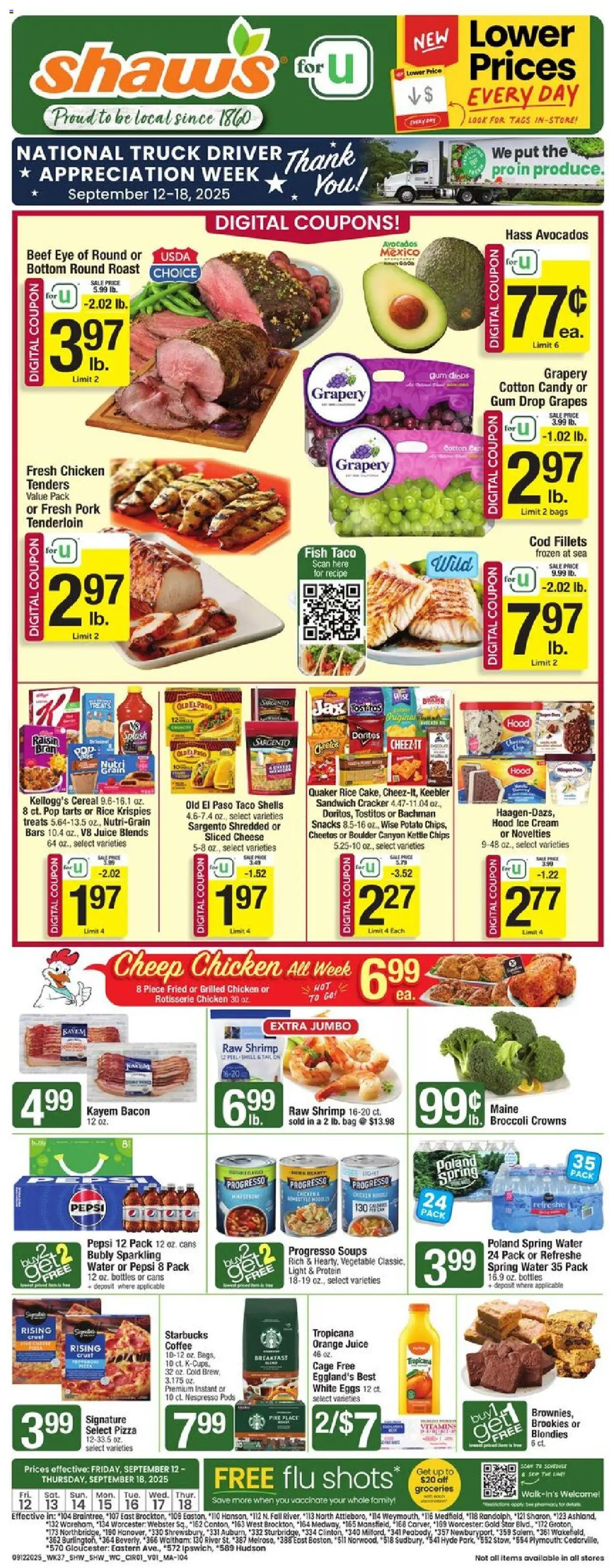 Shaw's Weekly Ad - page 1- valid from 09/12/2025