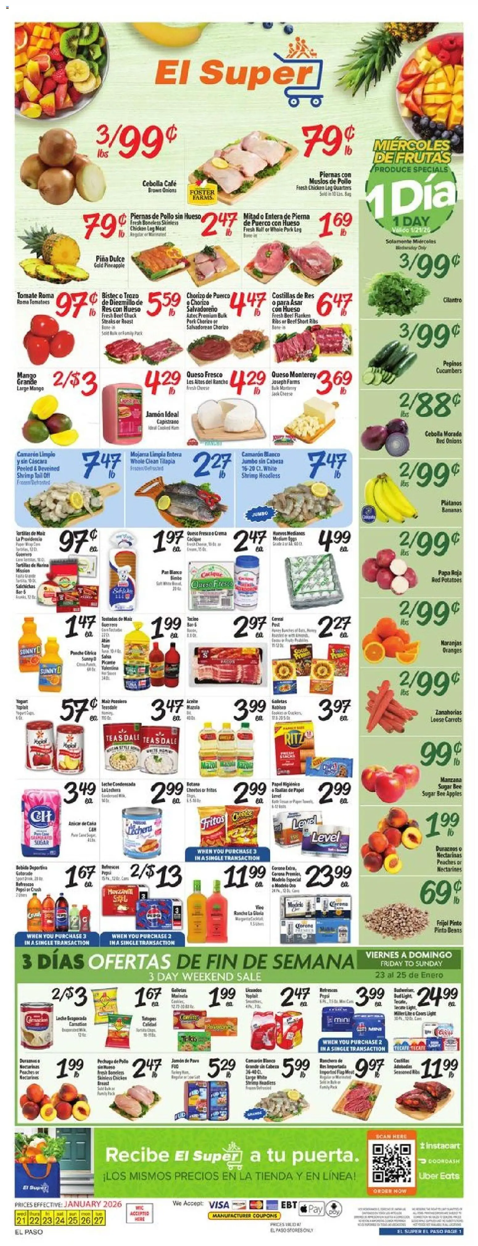 El Super Weekly Ad - TX - page 1- valid from 01/21/2026