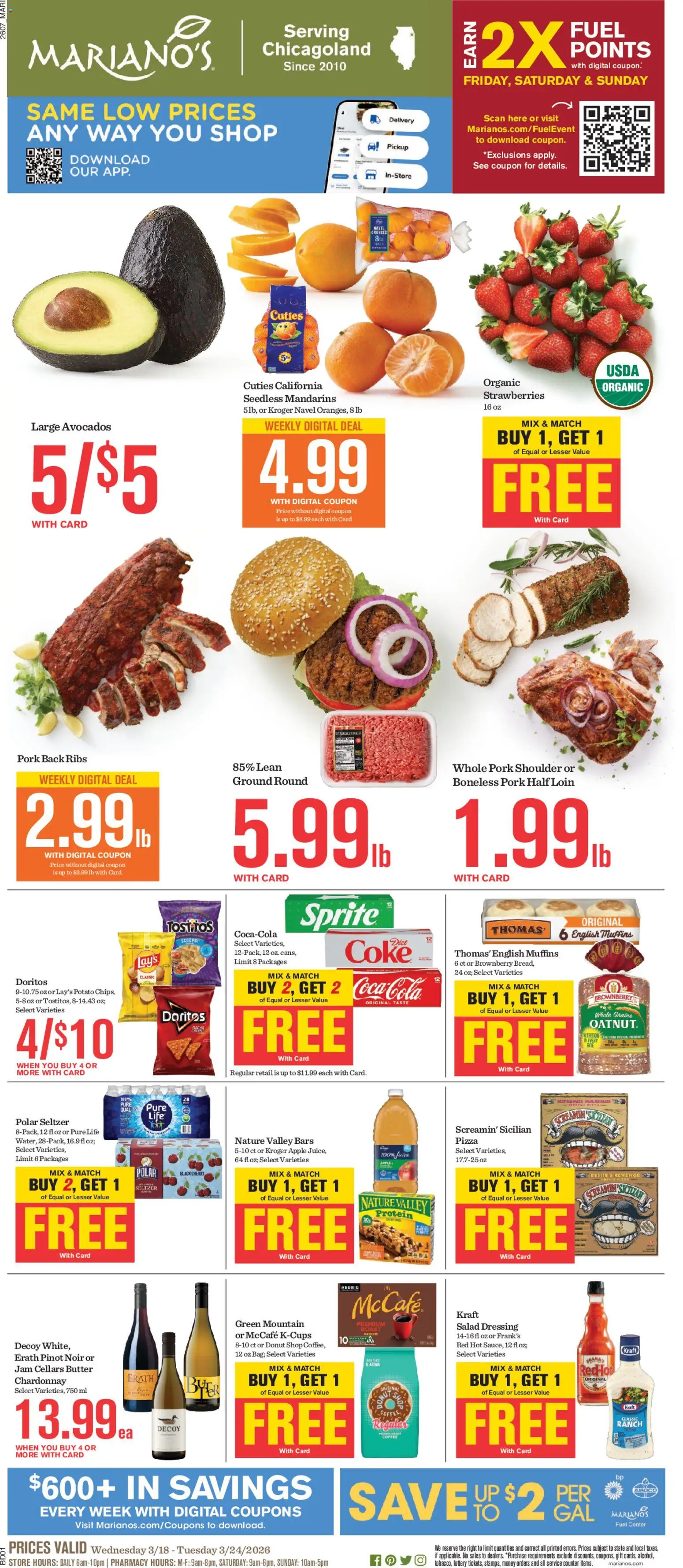 Mariano's Weekly Ad - page 1- valid from 03/18/2026