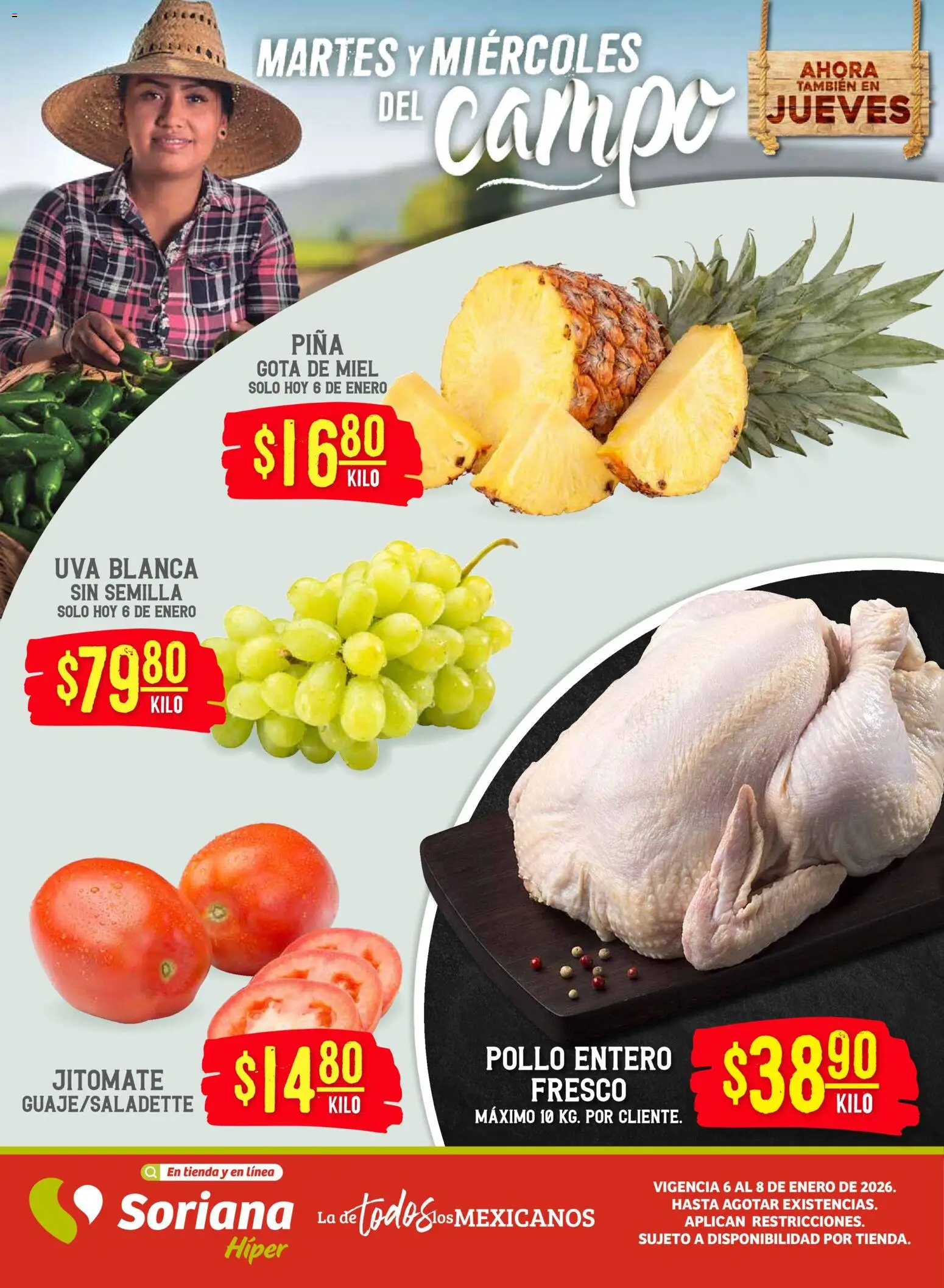 Soriana - Martes y Miércoles del Campo Híper: Tijuana, Mexicali, Ensenada, San Luis Río Colorado y Tecate - página 1- válido desde 06/01/2026