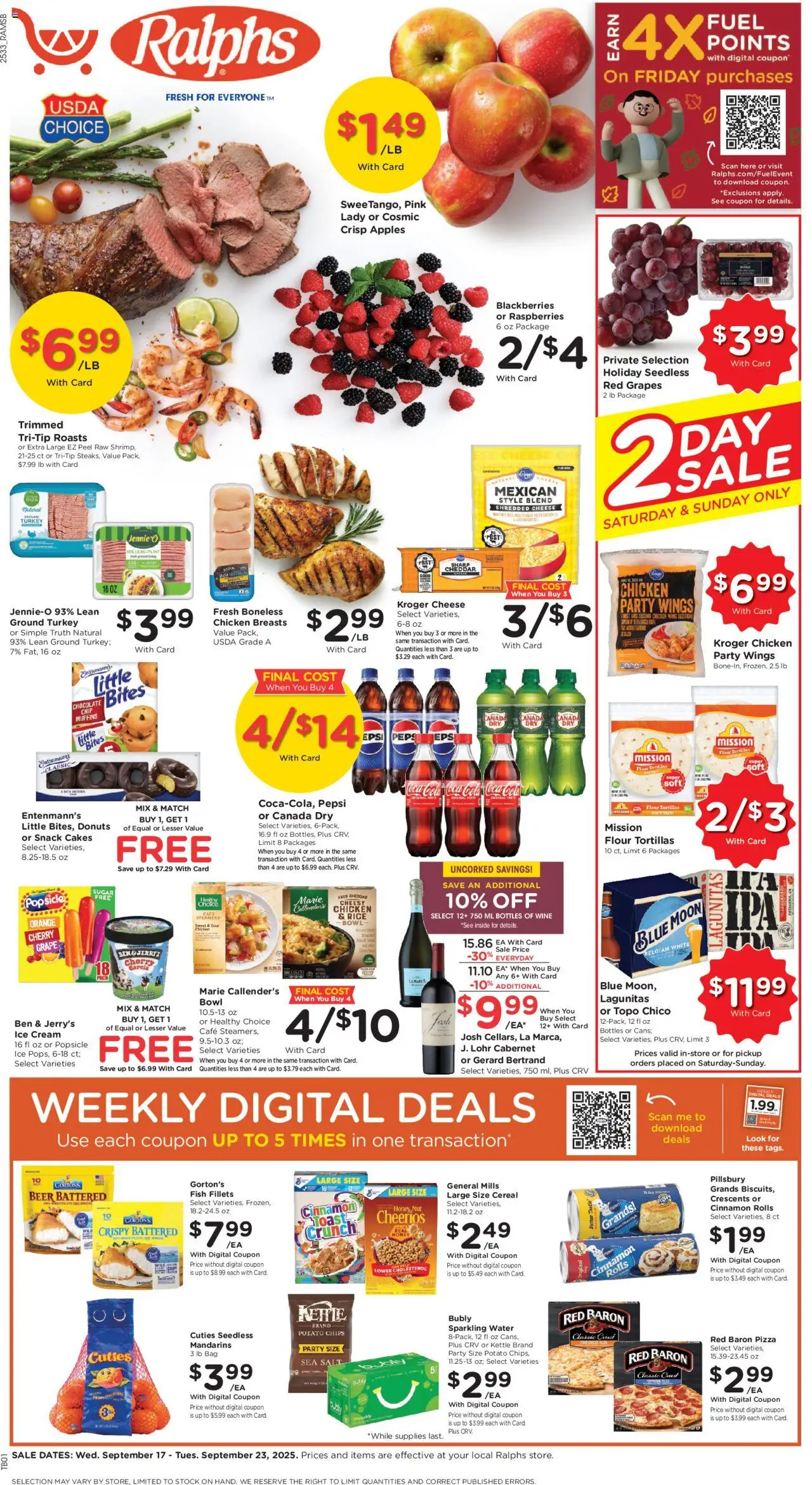 Ralphs Weekly Ad - page 1- valid from 09/17/2025
