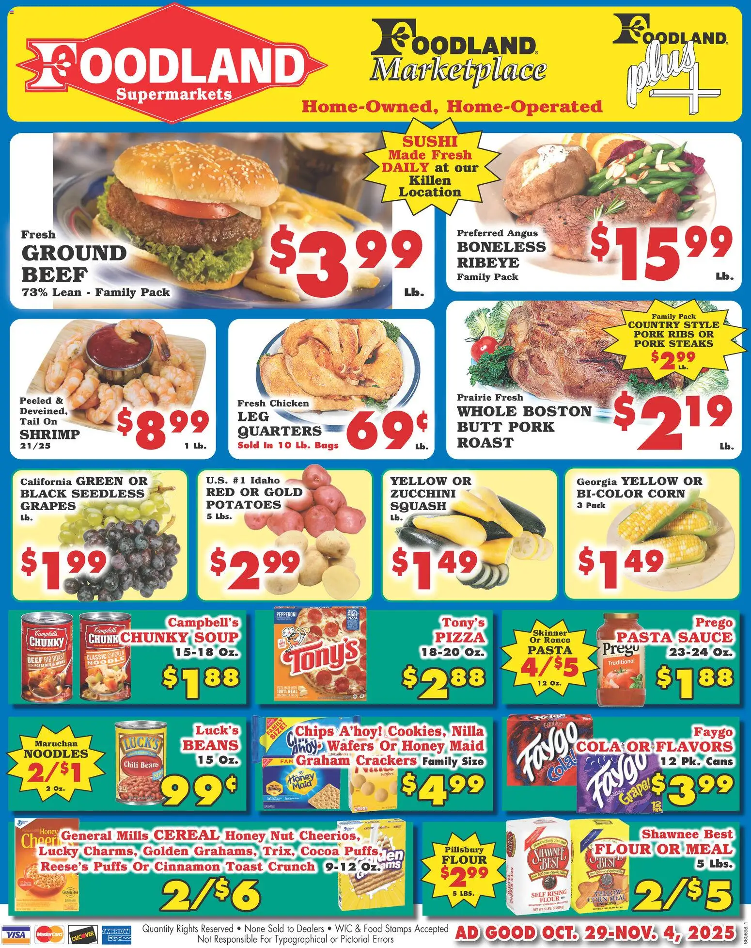 Foodland Weekly Ad - page 1- valid from 10/29/2025