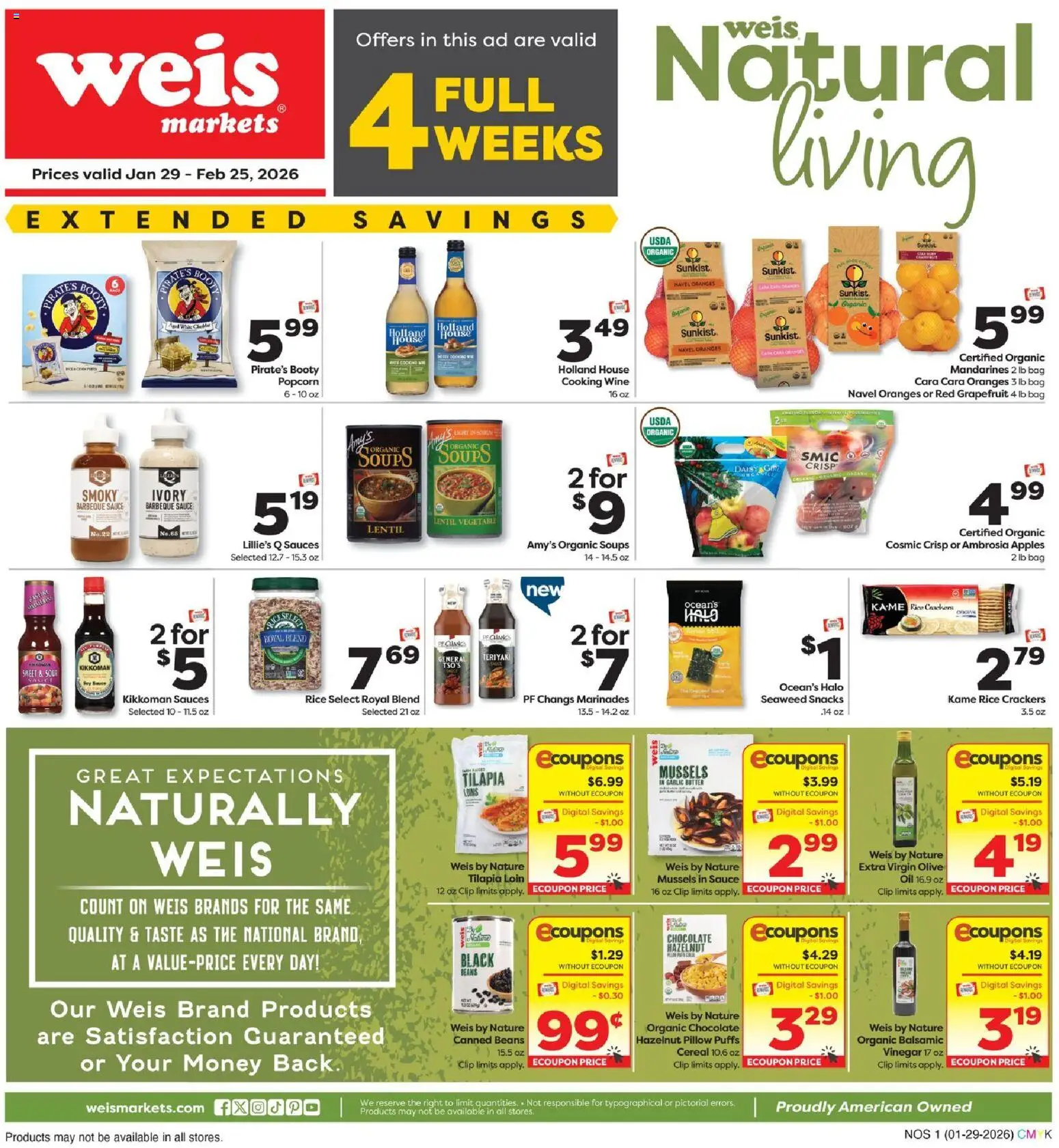 Weis Natural Living - page 1- valid from 01/29/2026