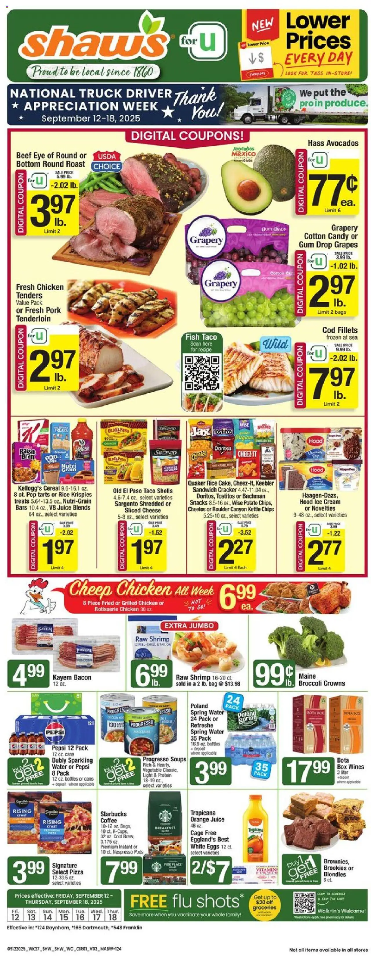 Shaw's Weekly Ad - MA - page 1- valid from 09/12/2025