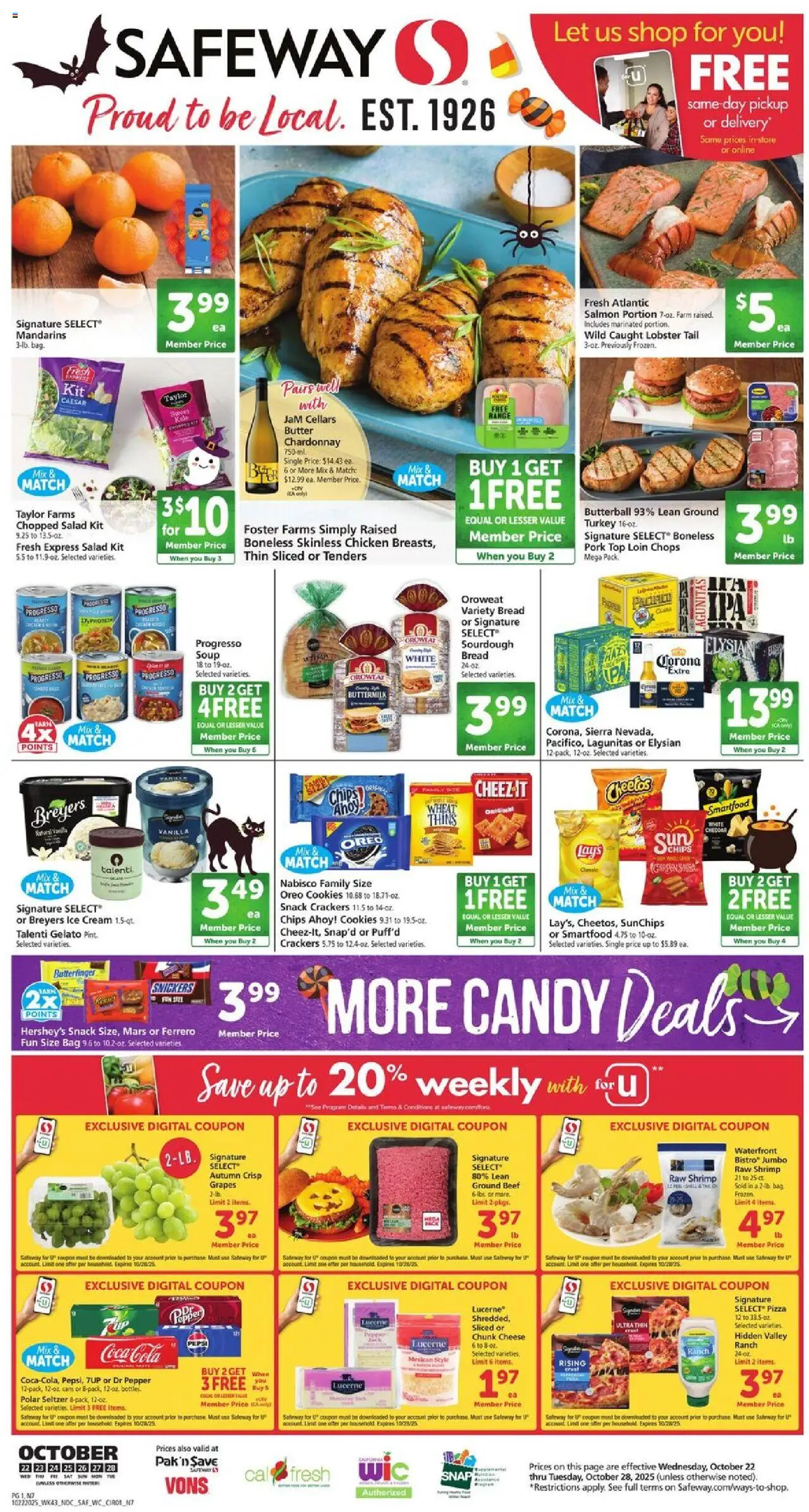 Safeway Weekly Ad - page 1- valid from 10/22/2025