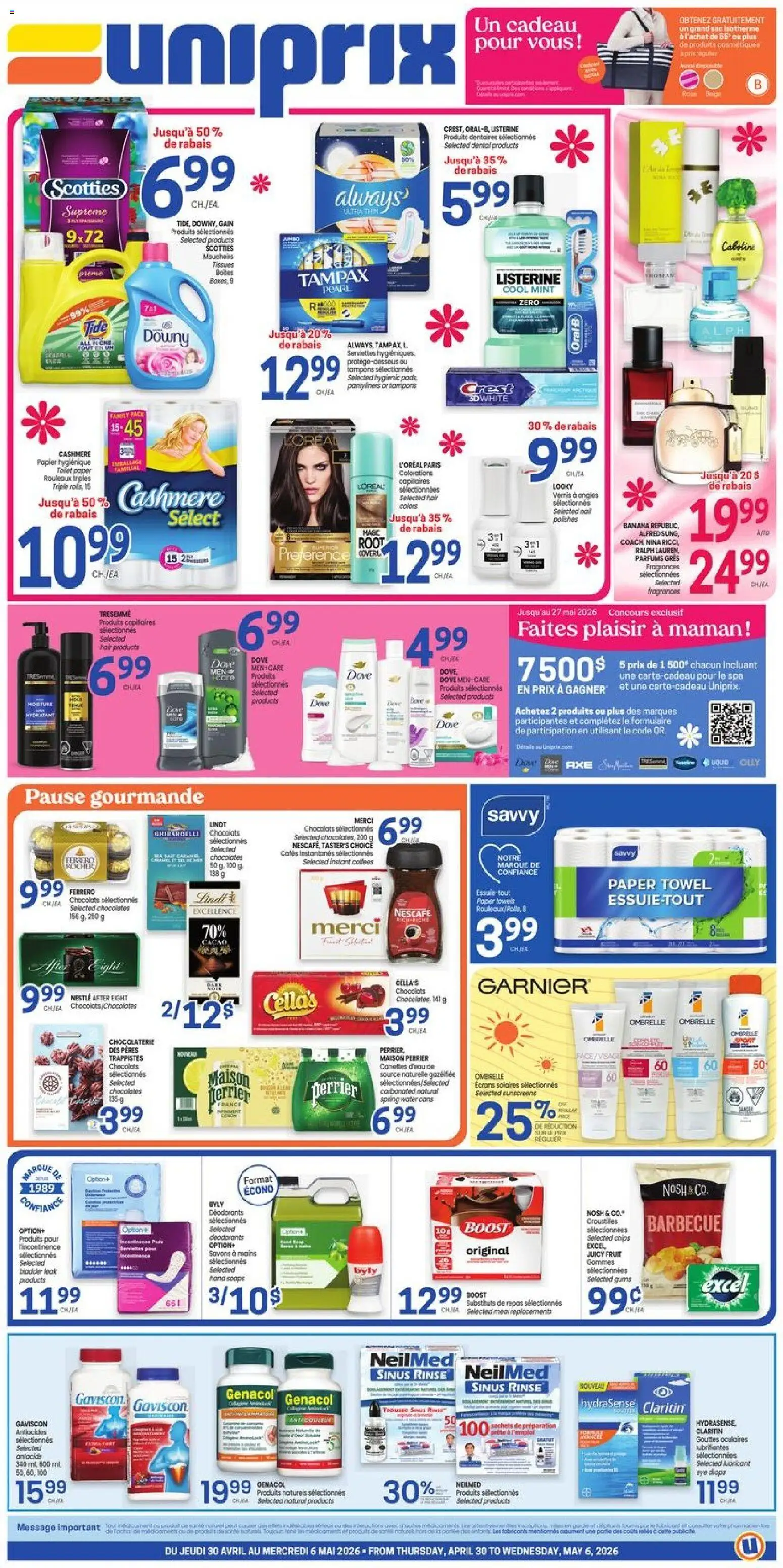 Uniprix weekly flyer / circulaire - page 1- valid from Apr 30, 2026