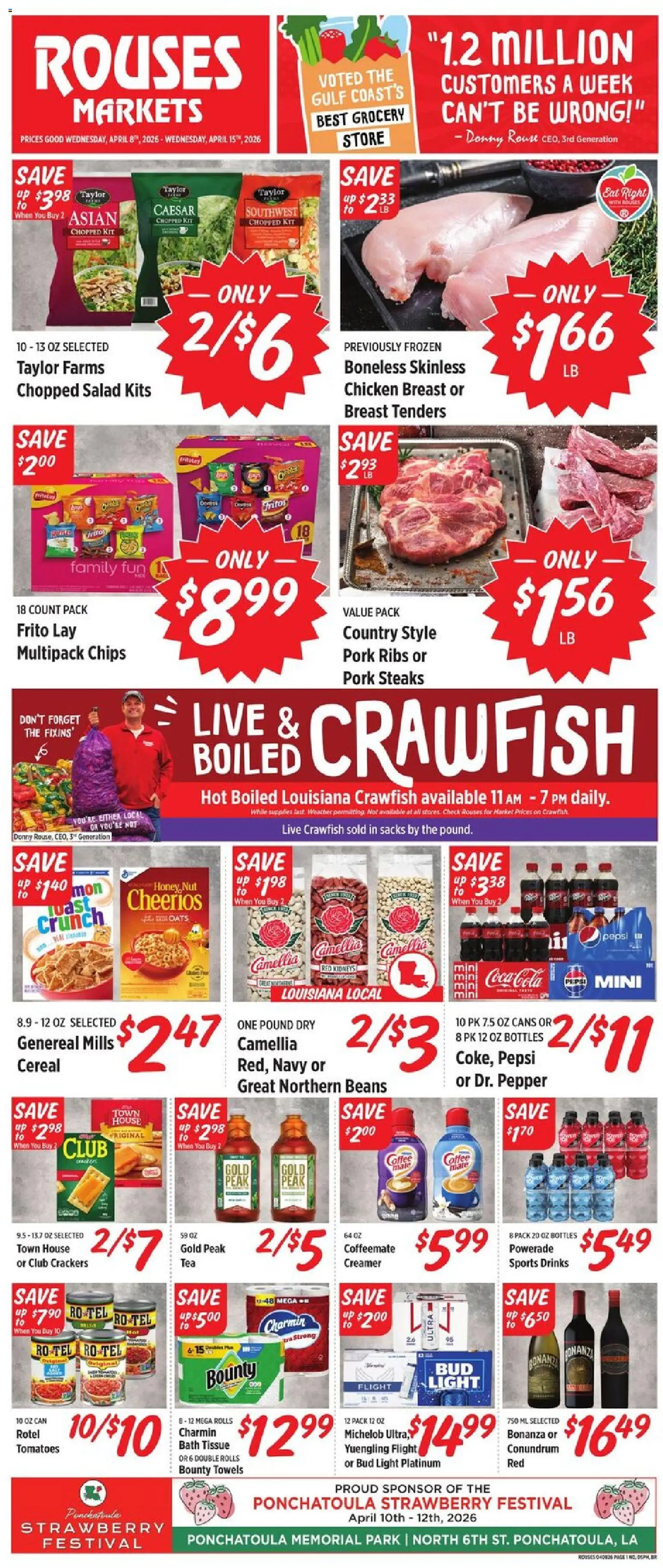 Rouses Weekly Ad - page 1- valid from 04/08/2026