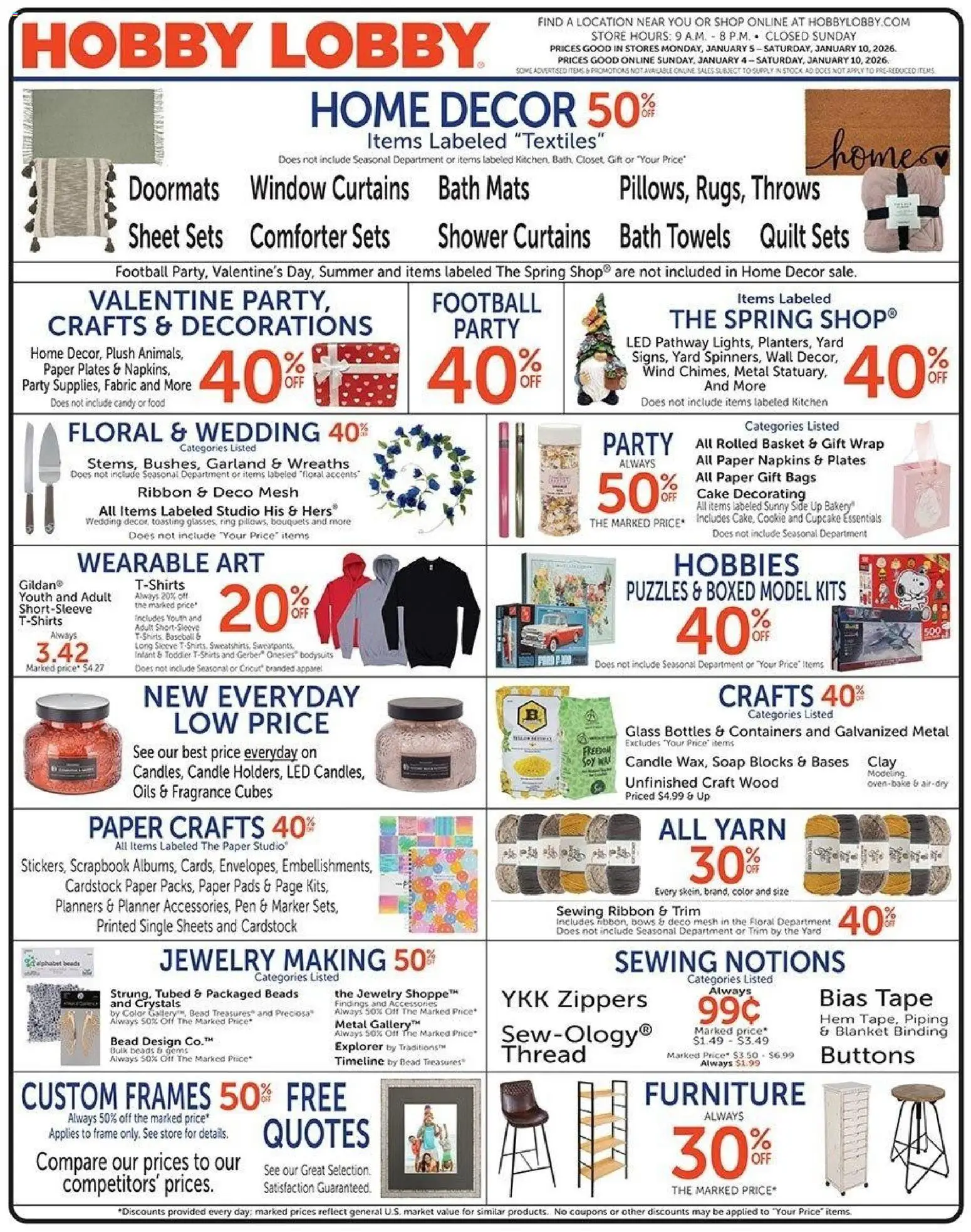 Hobby Lobby Weekly Ad - page 1- valid from 01/04/2026