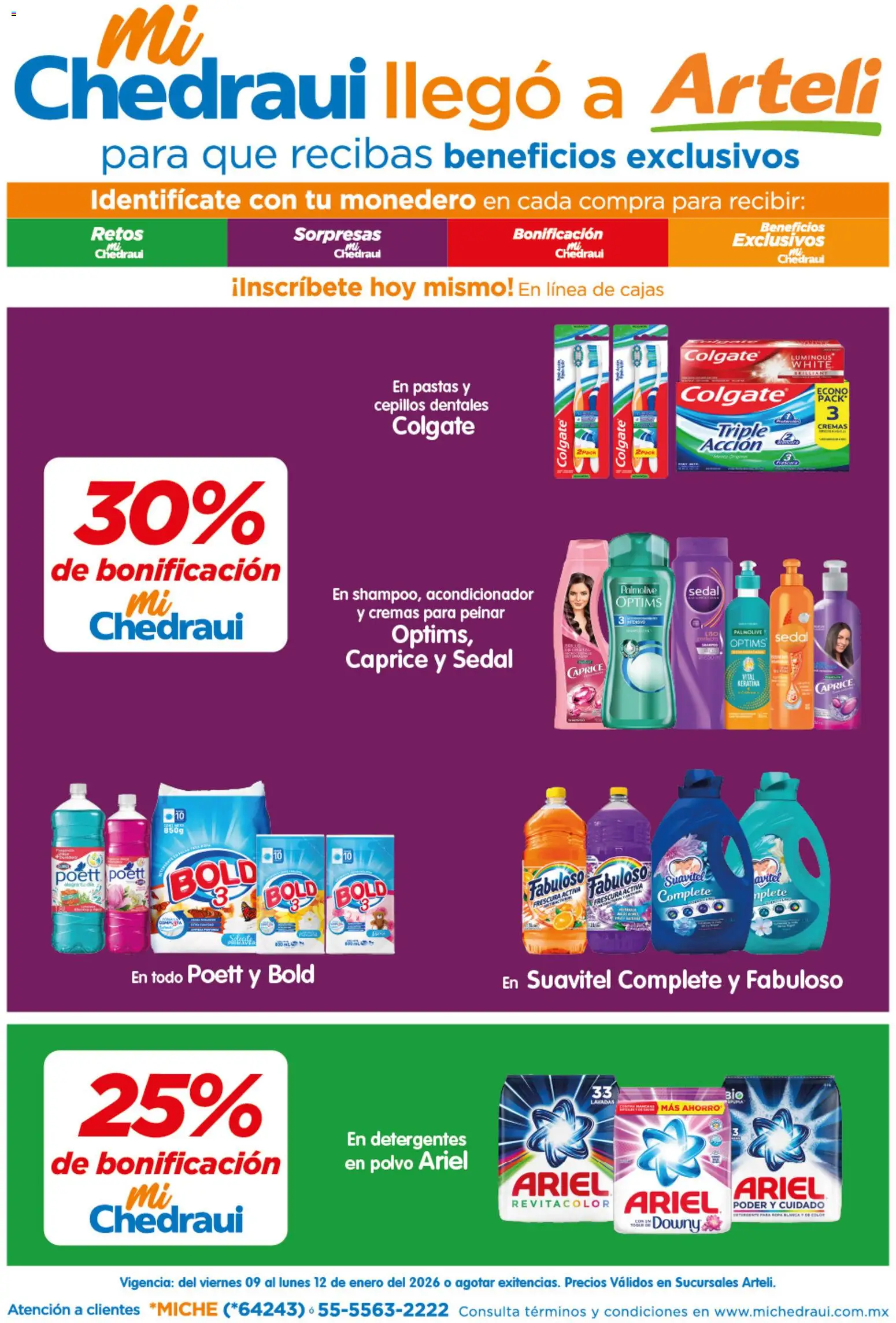 Arteli folleto MiChedraui - página 1- válido desde 09/01/2026