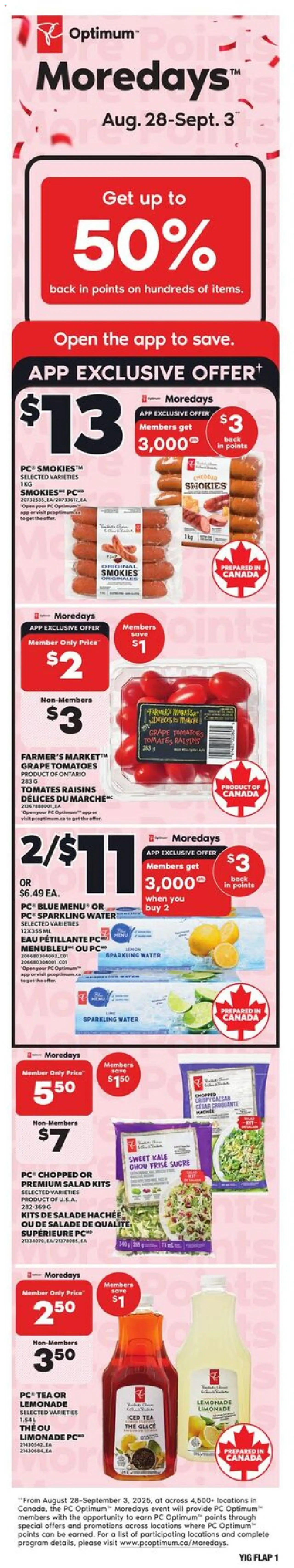 Independent Grocer weekly flyer / circulaire - page 1- valid from Aug 28, 2025