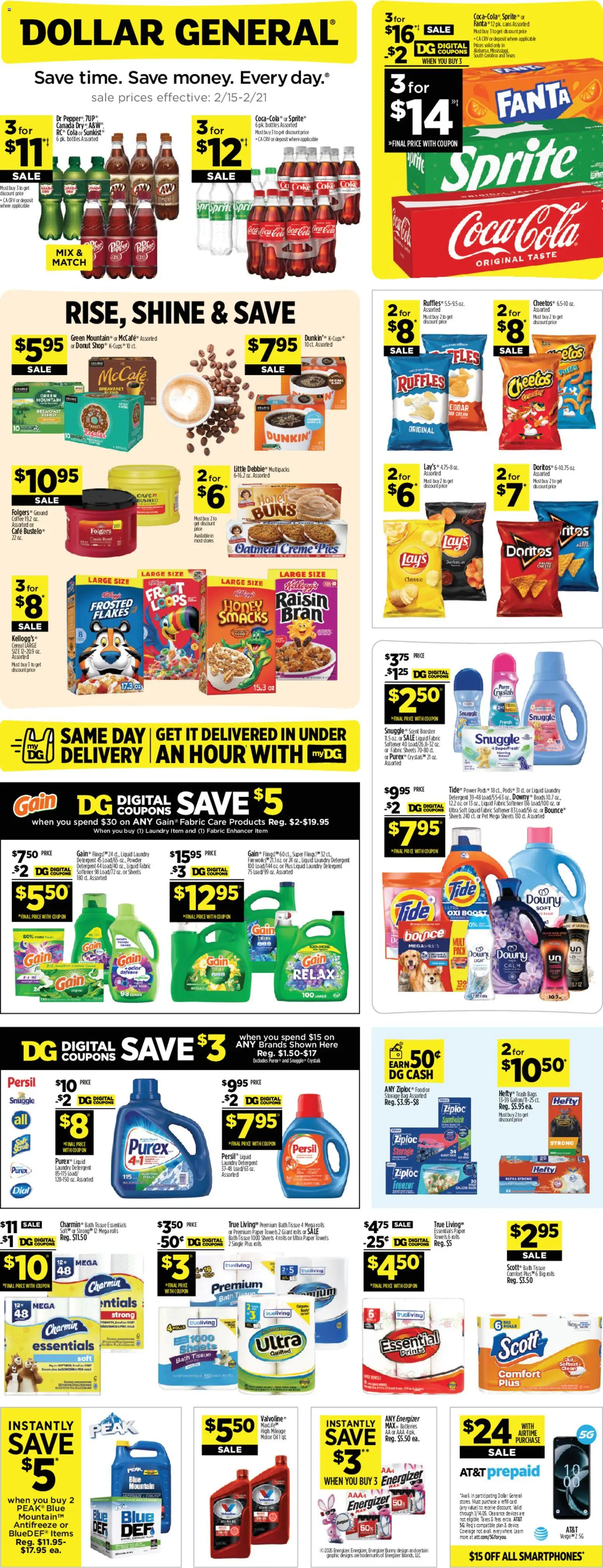 Dollar General Weekly Ad - page 1- valid from 02/15/2026