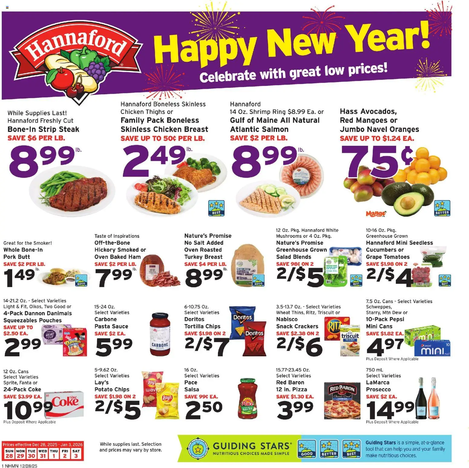 Hannaford Weekly Ad - page 1- valid from 12/28/2025