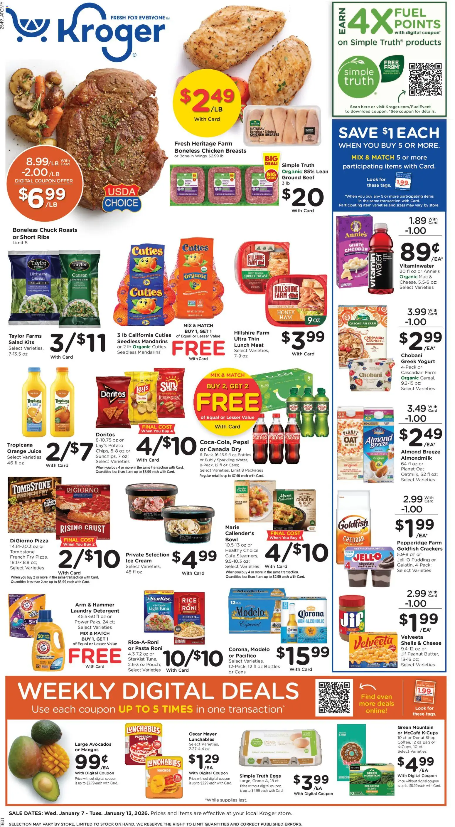 Kroger Weekly Ad - page 1- valid from 01/07/2026