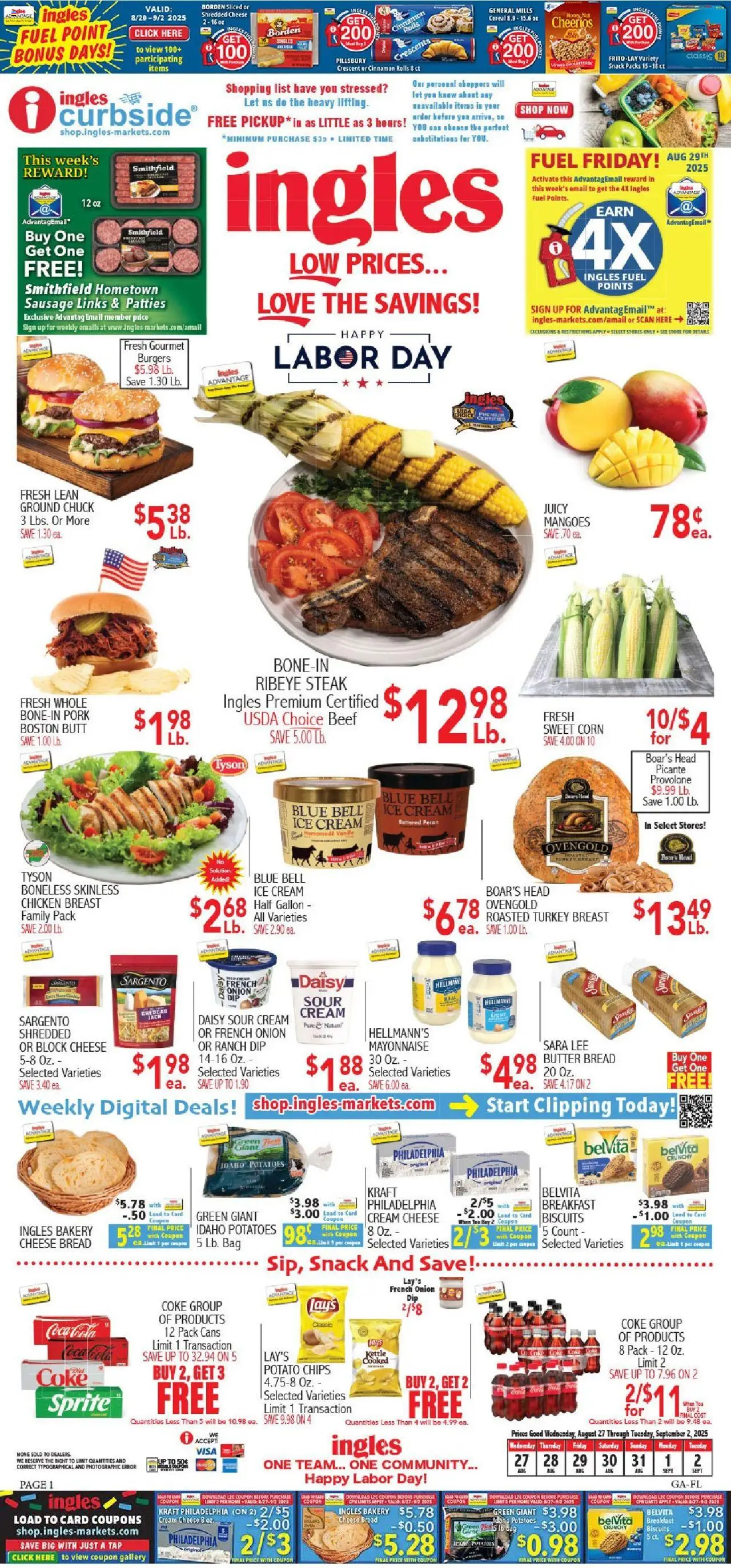 Ingles Weekly Ad - page 1- valid from 08/27/2025