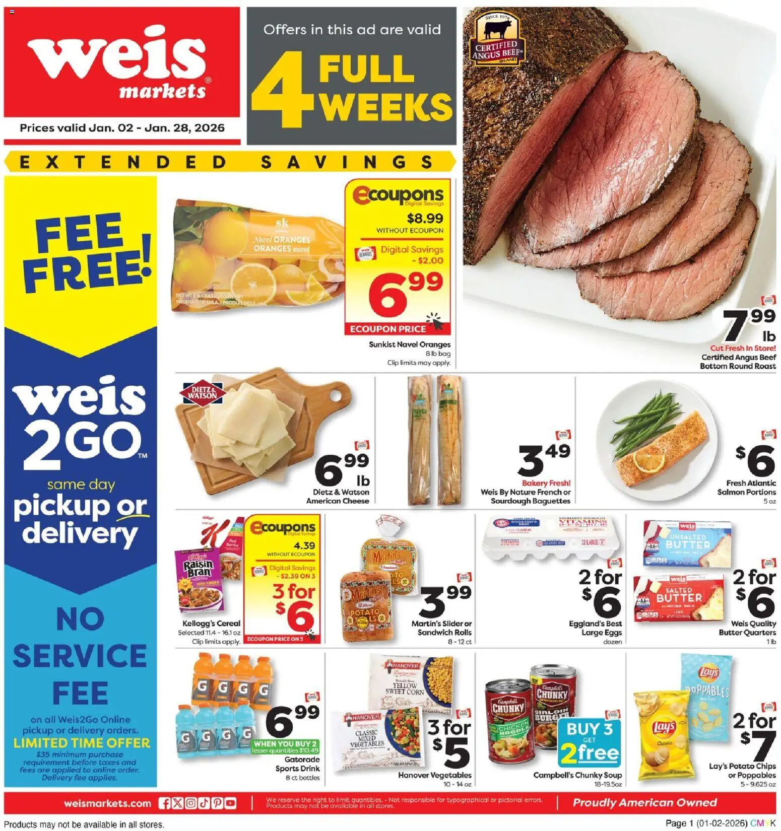 Weis Monthly Ad - page 1- valid from 01/02/2026