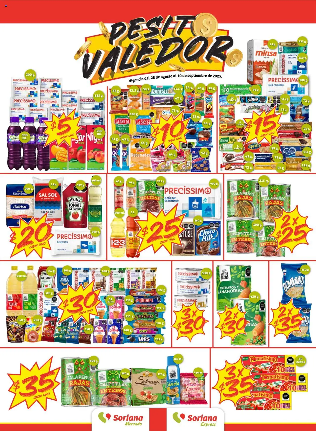 Soriana - Pesito Valedor Mercado: Edo Mex, Valle De México, Gro, Hgo, Mor, Pue, Qto, Tlax, Ver - página 1- válido desde 28/08/2025
