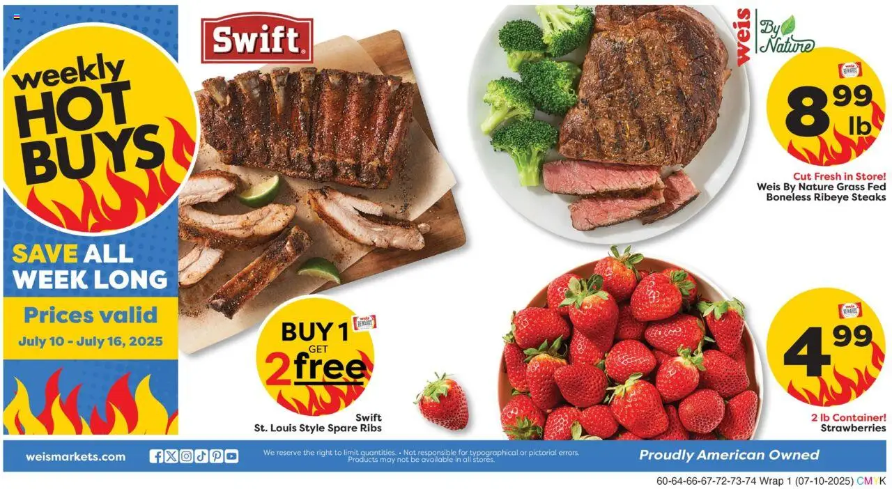 Weis Weekly Ad - page 1- valid from 07/10/2025