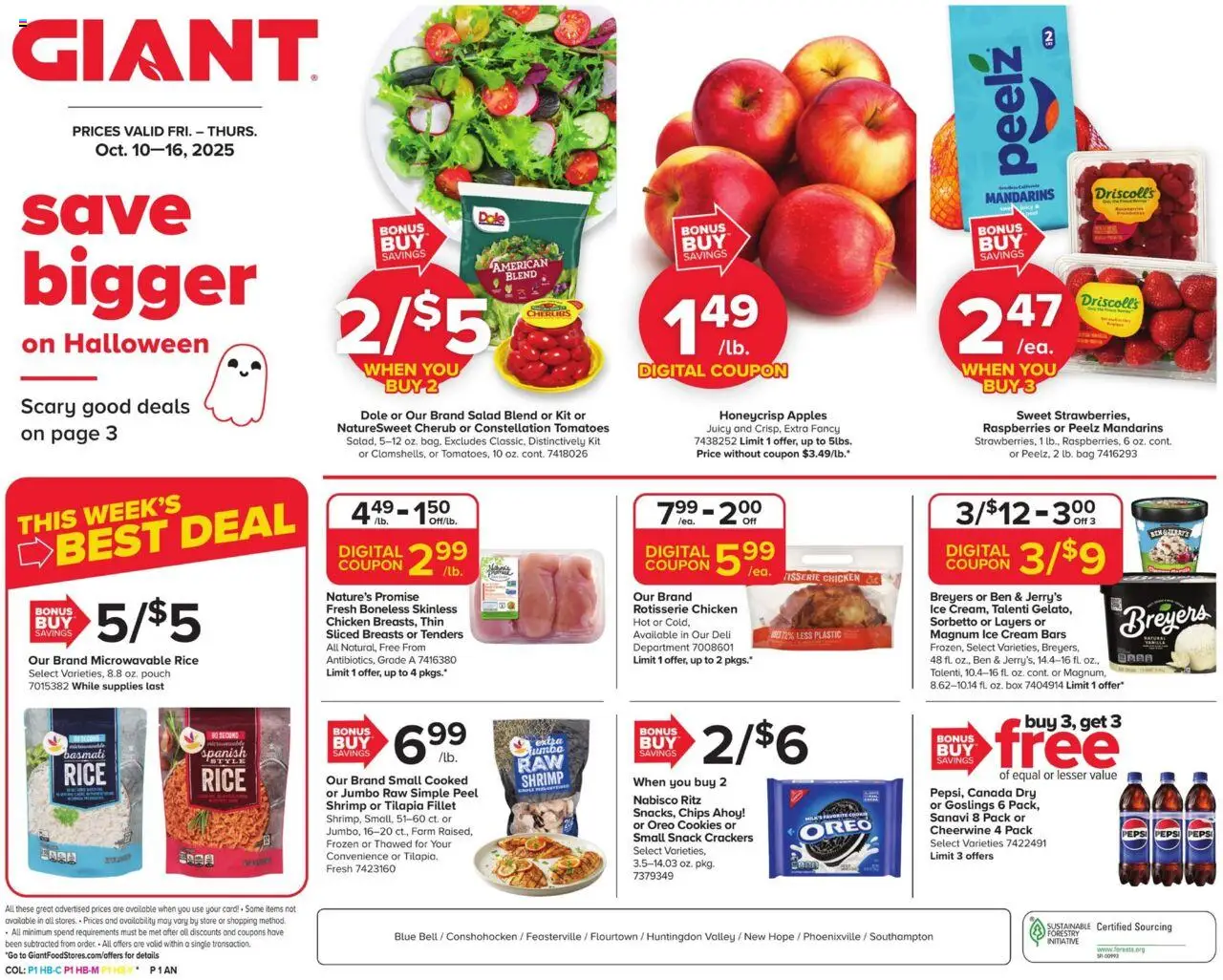 Giant Weekly Ad - page 1- valid from 10/10/2025