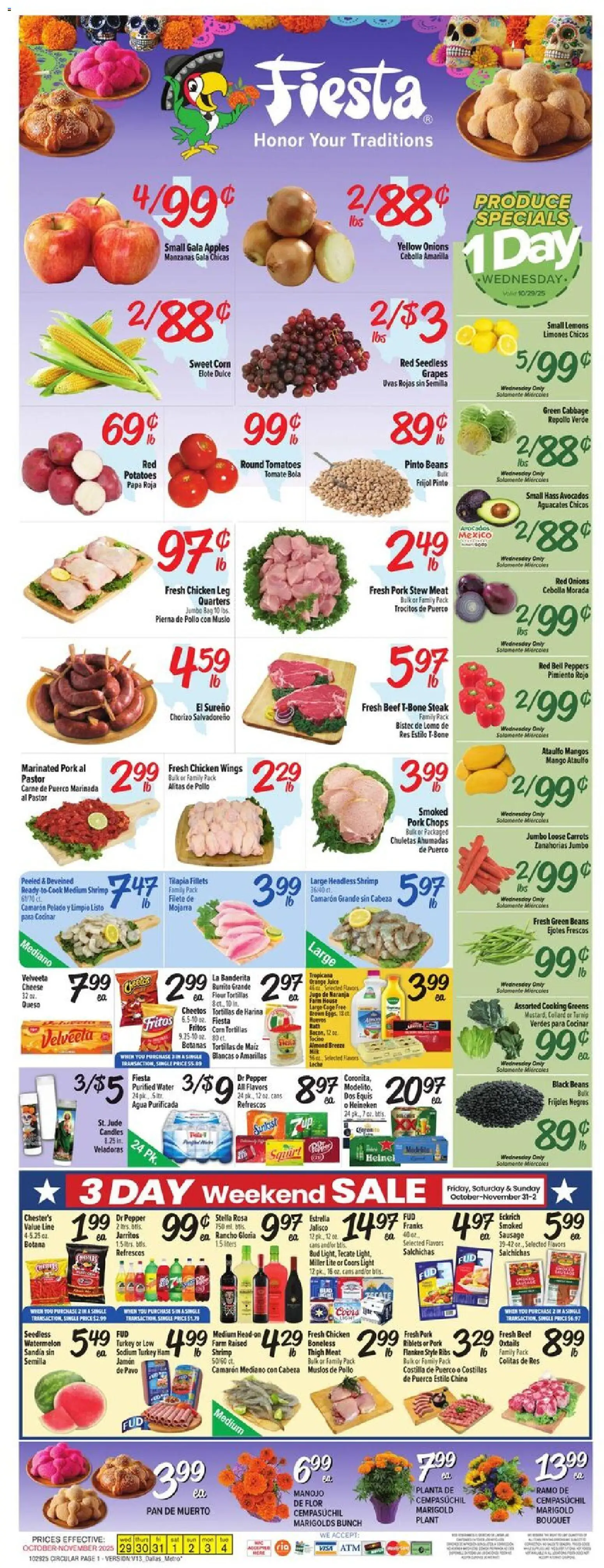 Fiesta Mart Weekly Ad - page 1- valid from 10/29/2025