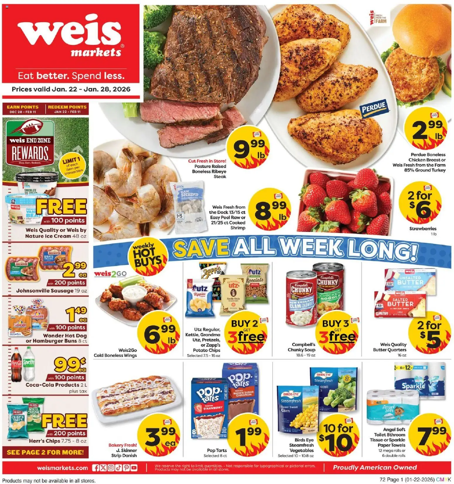 Weis Weekly Ad - page 1- valid from 01/22/2026