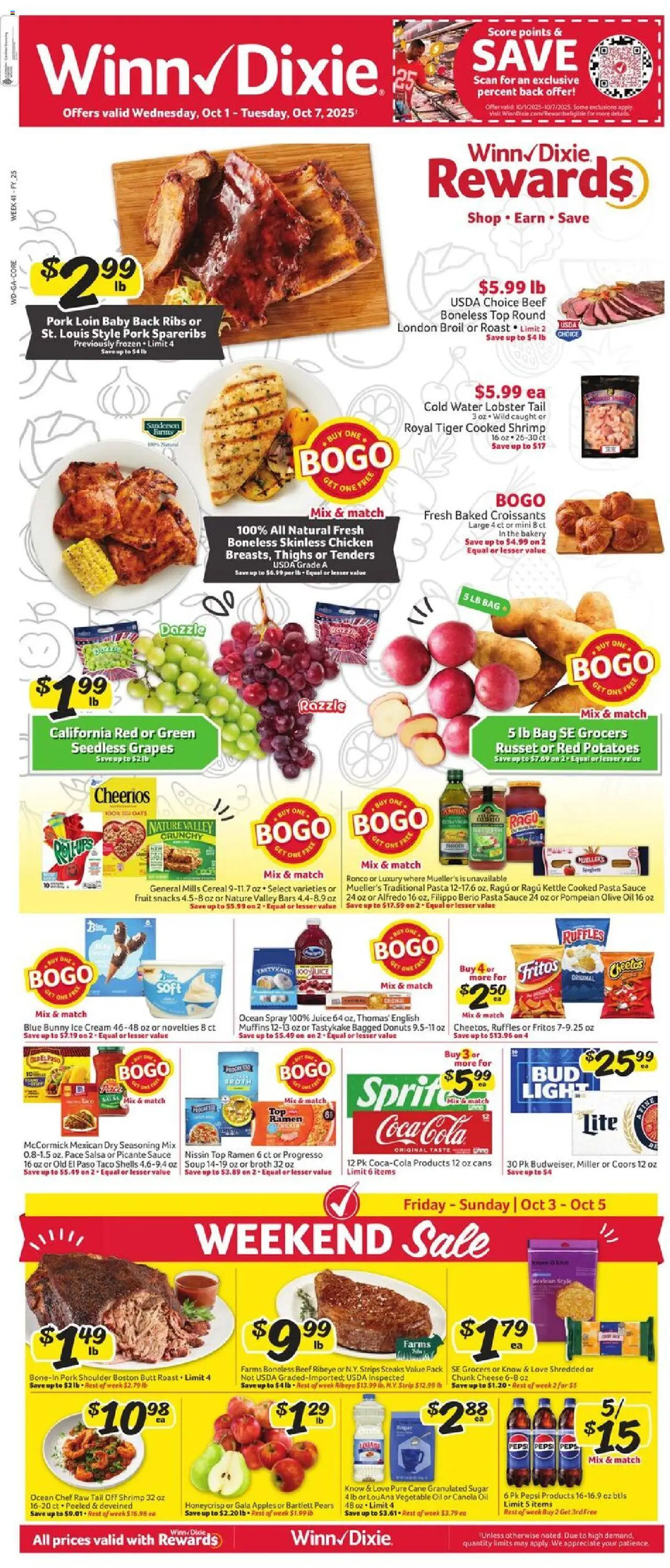 Winn Dixie Weekly Ad - page 1- valid from 10/01/2025