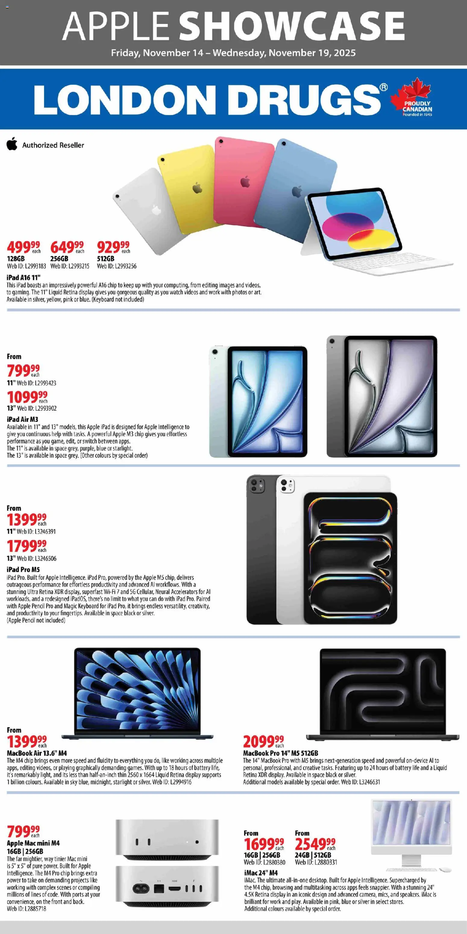London Drugs - Apple Special Insert - page 1- valid from Nov 14, 2025