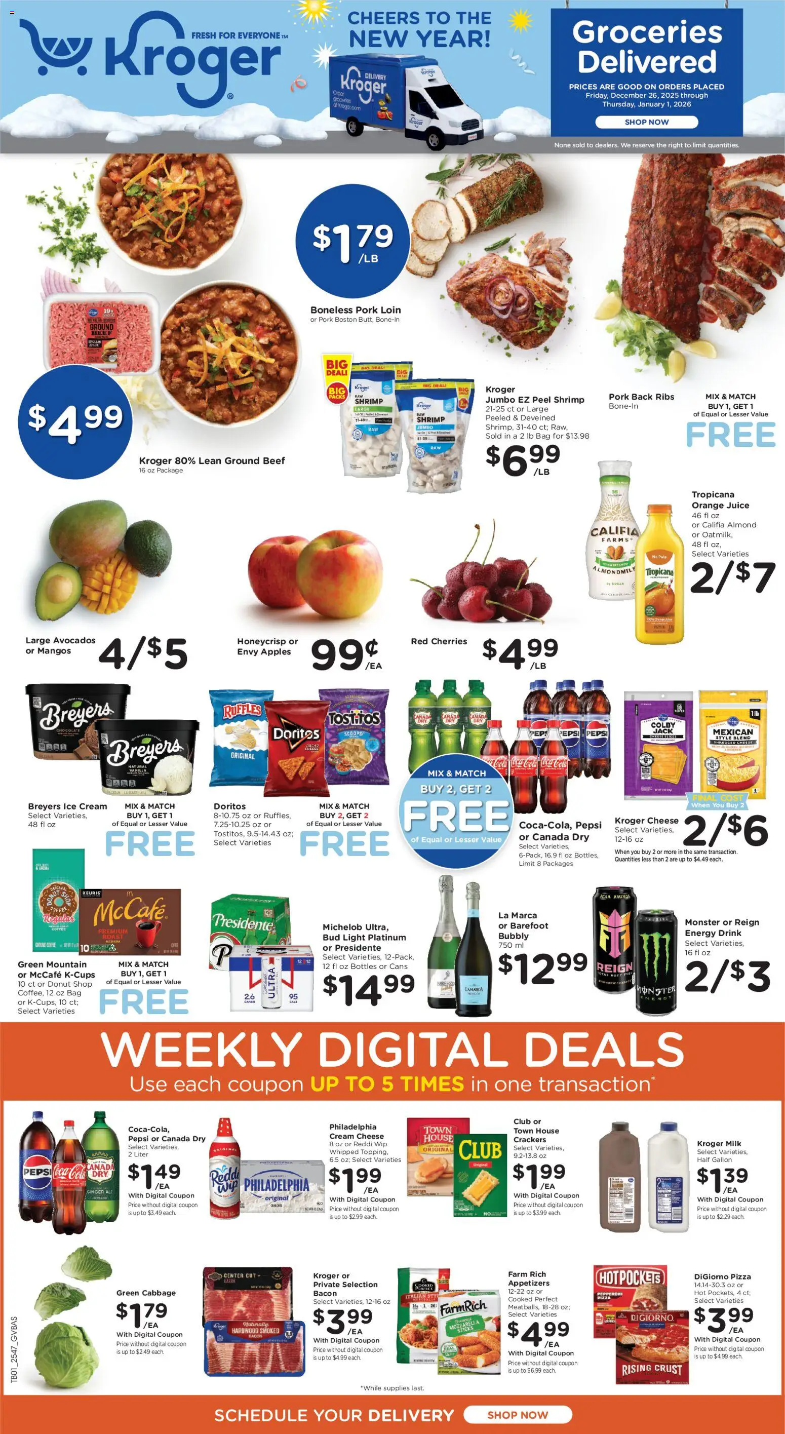 Kroger Ad - page 1- valid from 12/26/2025
