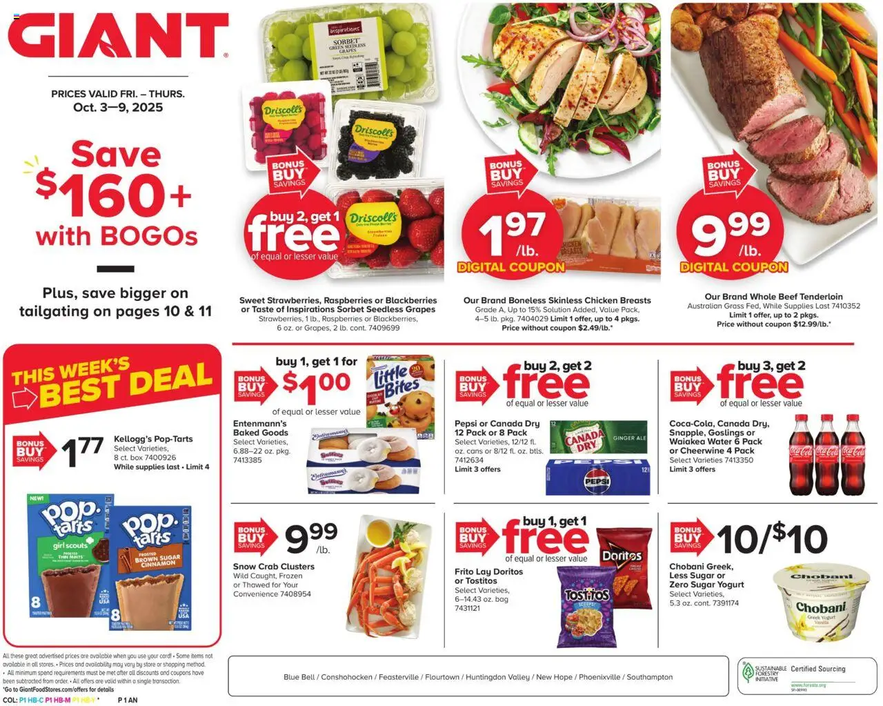 Giant Weekly Ad - page 1- valid from 10/03/2025