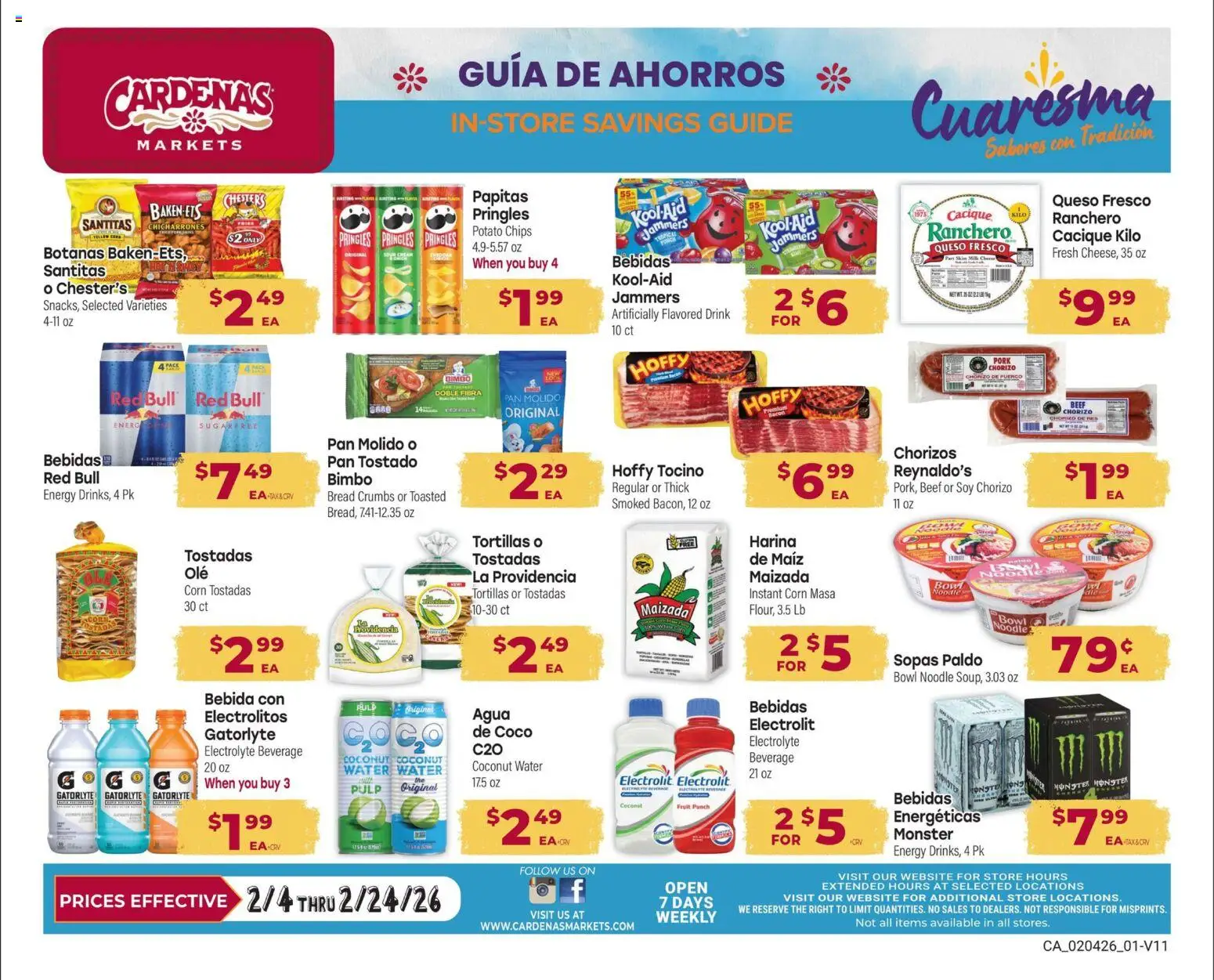 Cardenas Monthly Ad - page 1- valid from 02/04/2026