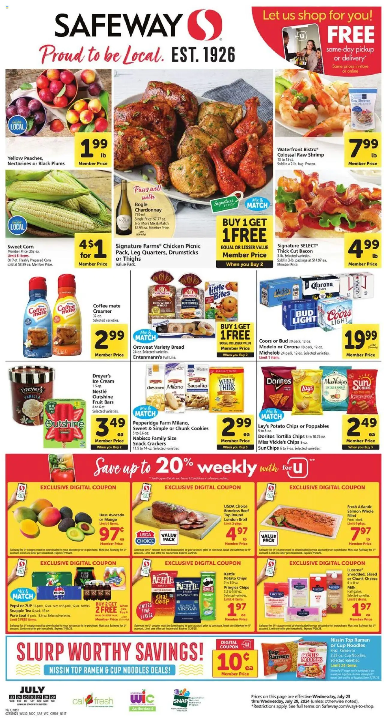 Safeway Weekly Ad - page 1- valid from 07/23/2025