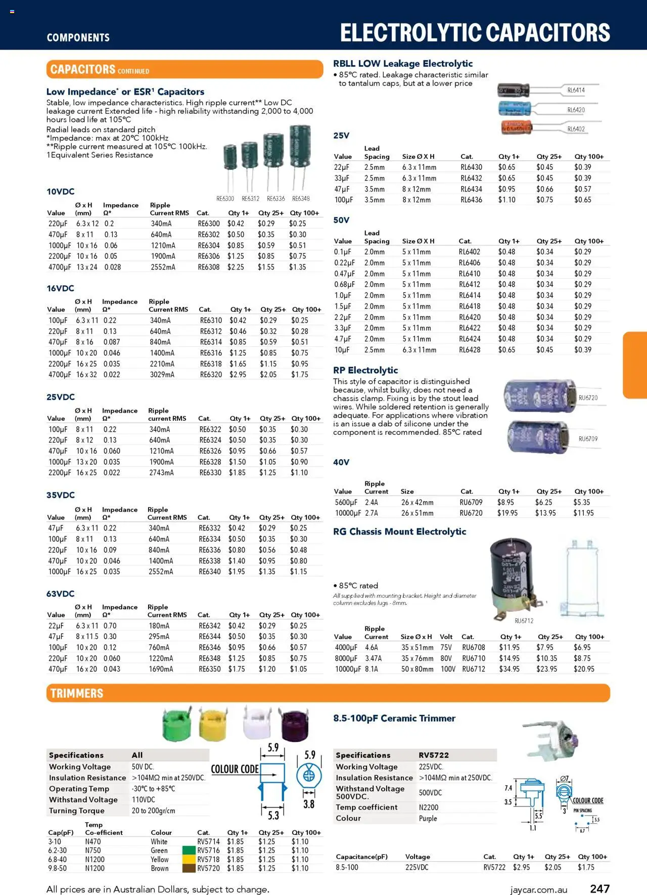 Jaycar Engineering & Scientific Catalogue 2025/2026  - page 247- valid from 09/07/2025