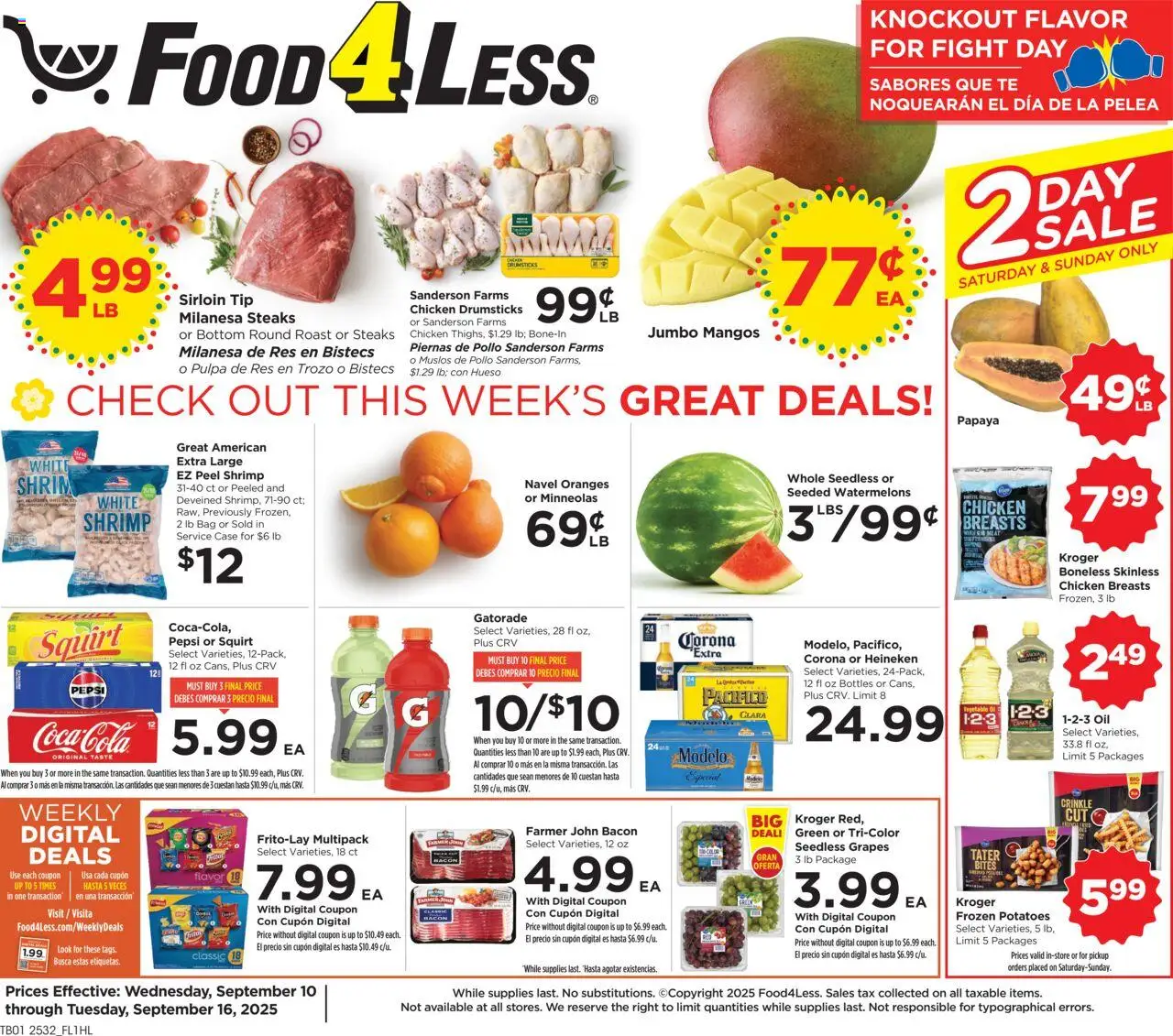 Food 4 Less Weekly Ad - page 1- valid from 09/10/2025