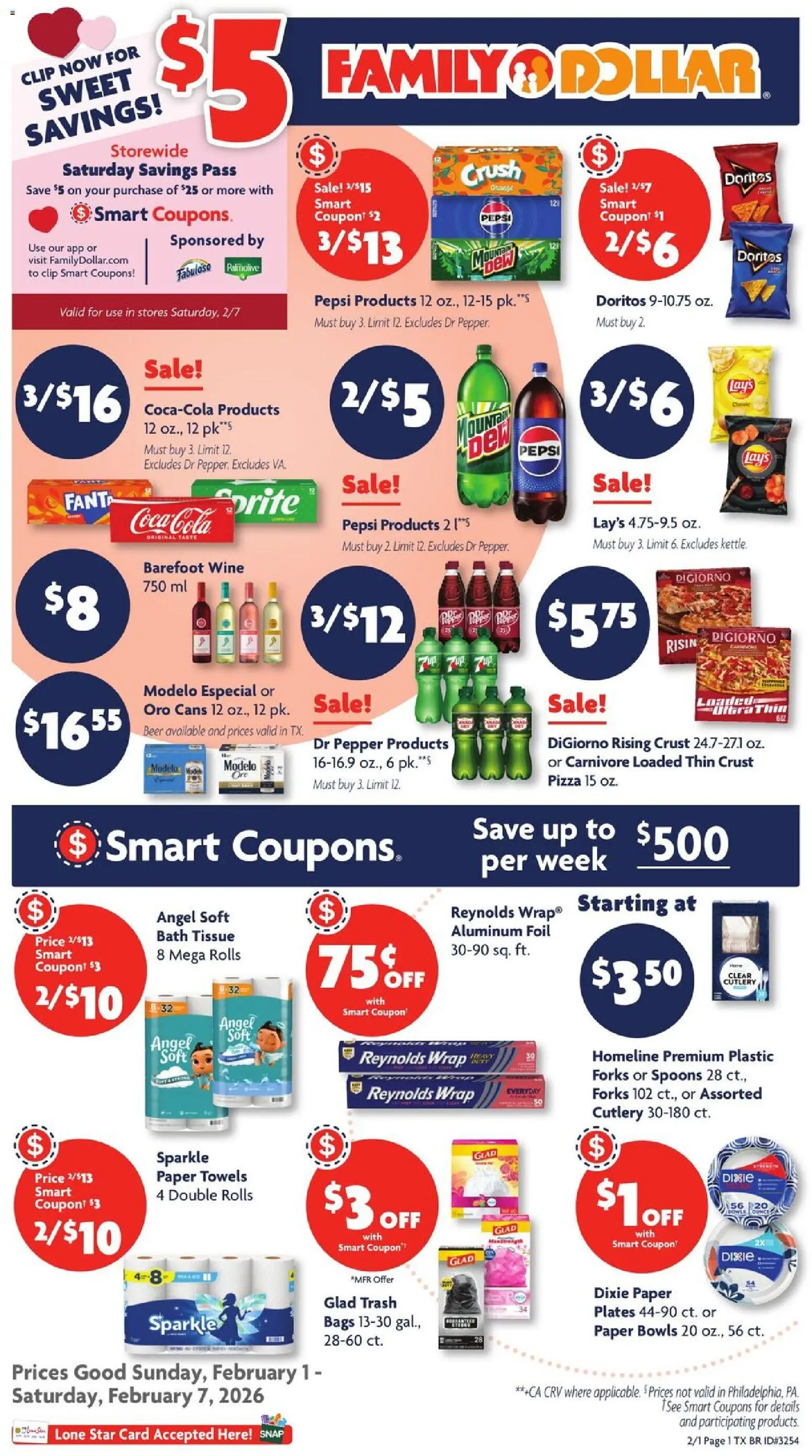 Family Dollar Weekly Ad - page 1- valid from 02/01/2026