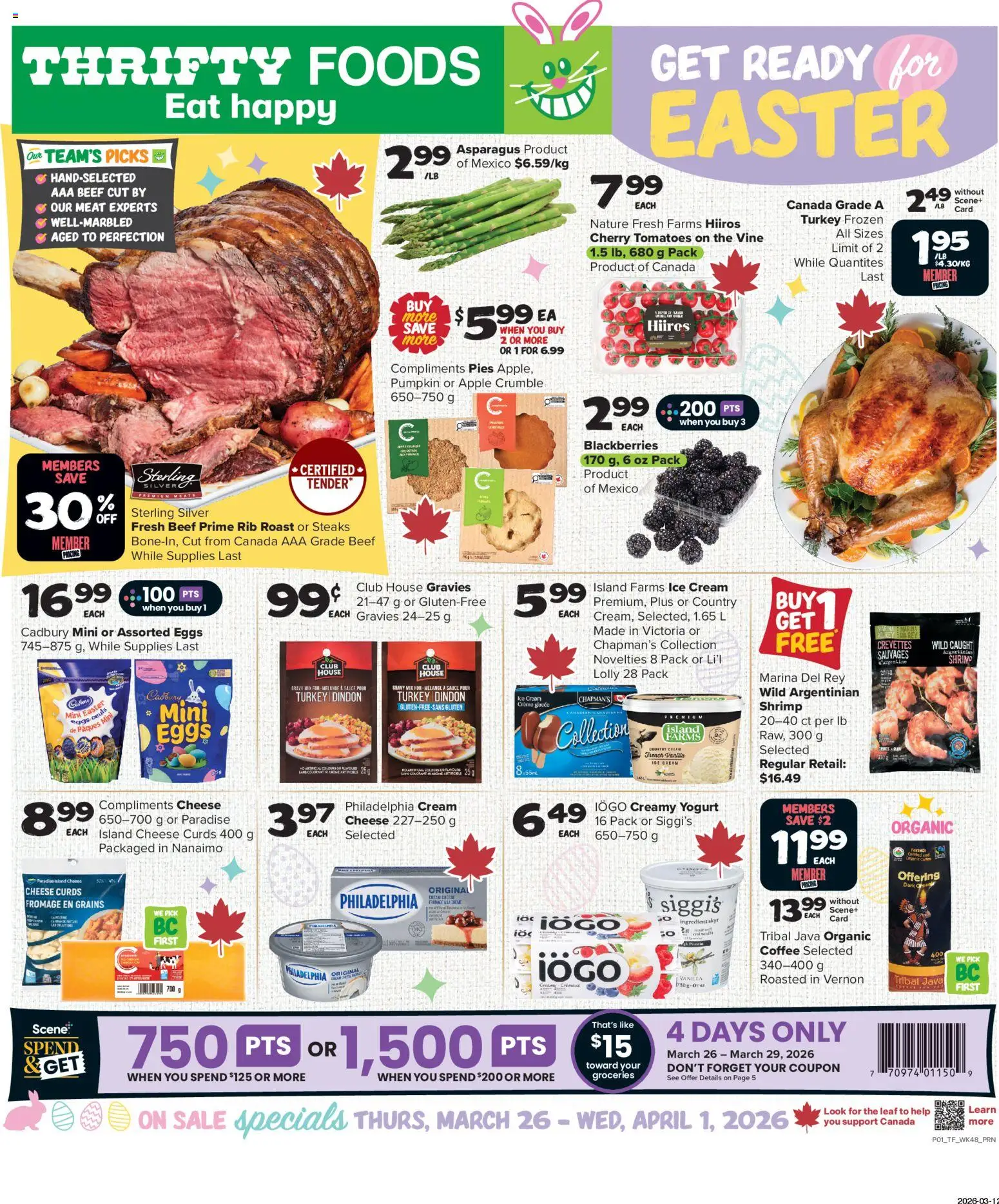 Thrifty Foods weekly flyer / circulaire - page 1- valid from Mar 26, 2026