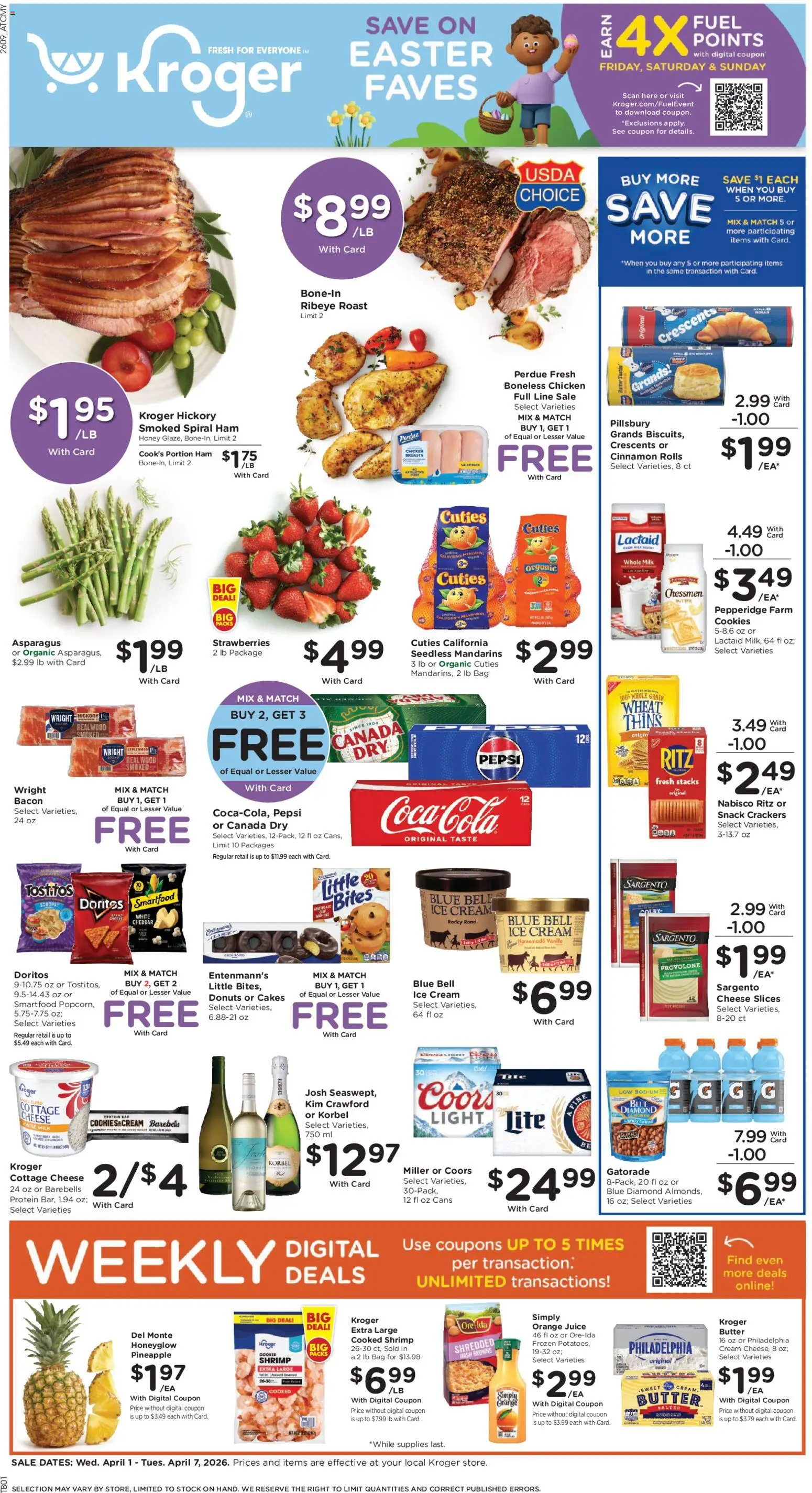 Kroger Weekly Ad - page 1- valid from 04/01/2026