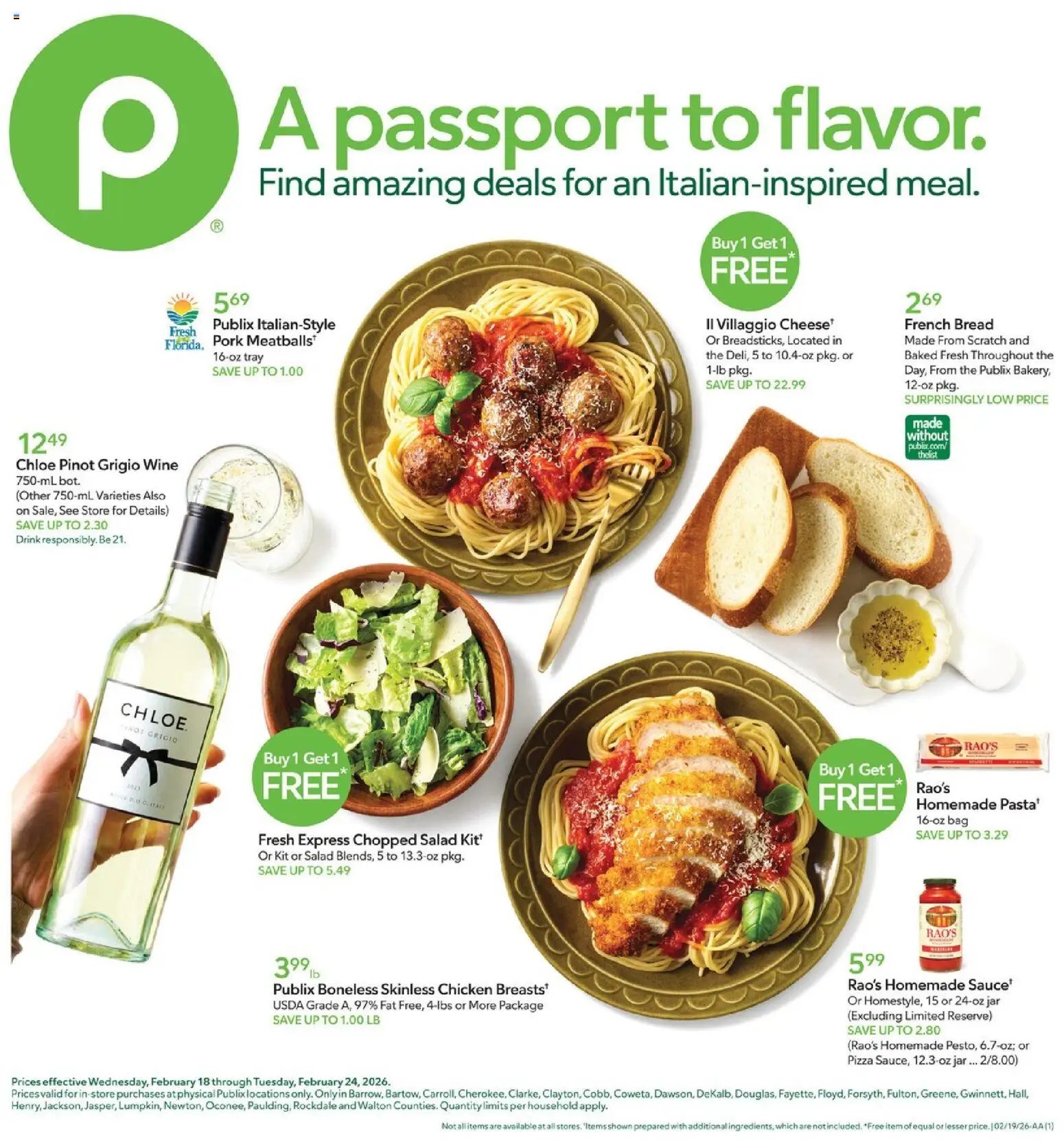 Publix Weekly Ad - page 1- valid from 02/18/2026