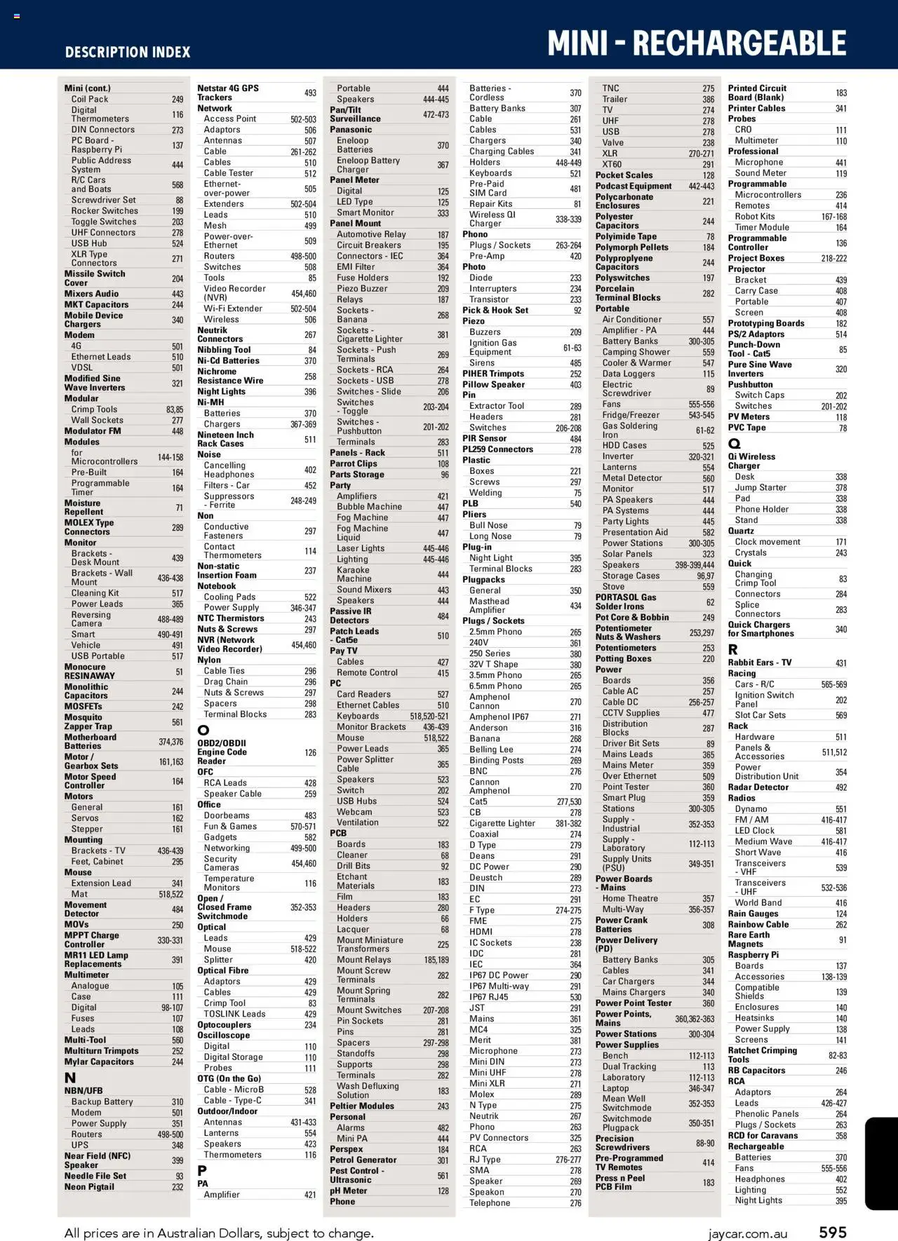 Jaycar Engineering & Scientific Catalogue 2025/2026  - page 595- valid from 09/07/2025