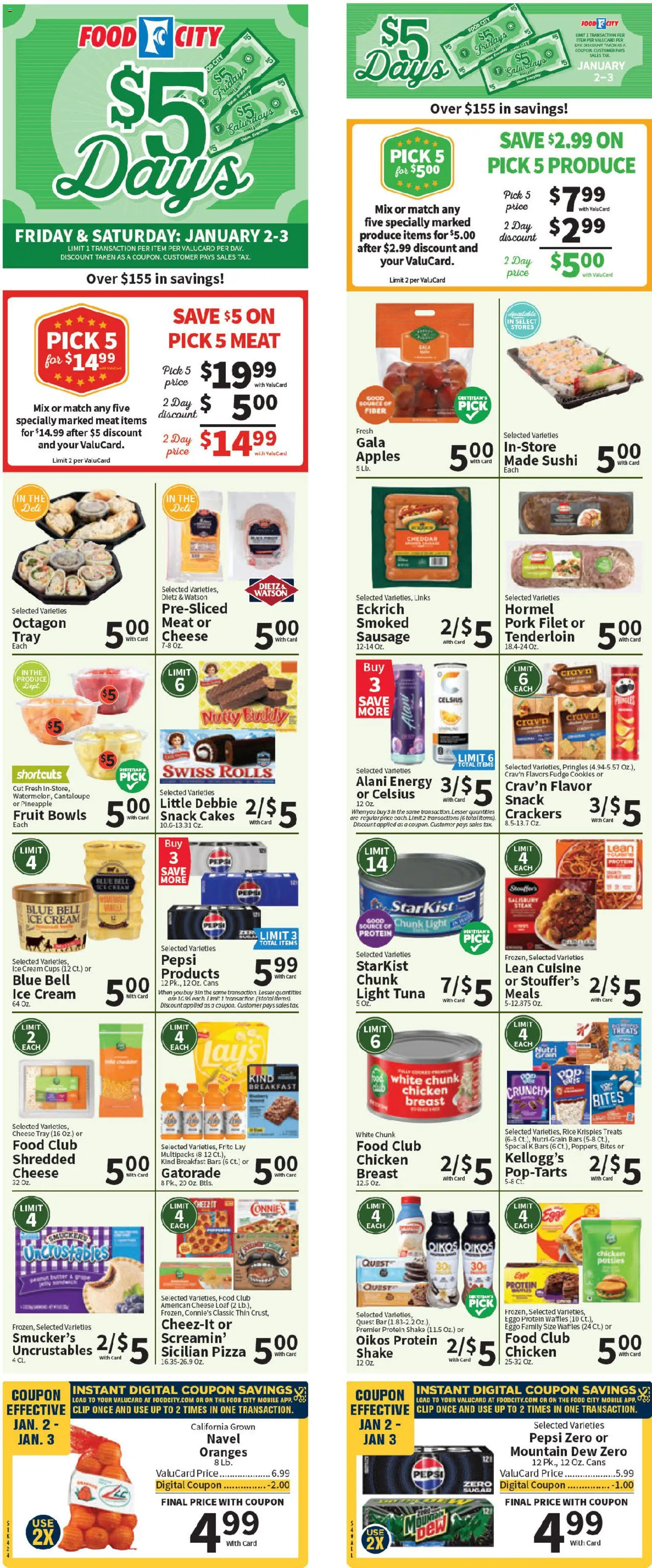 Food City Weekly Ad - page 1- valid from 01/01/2026