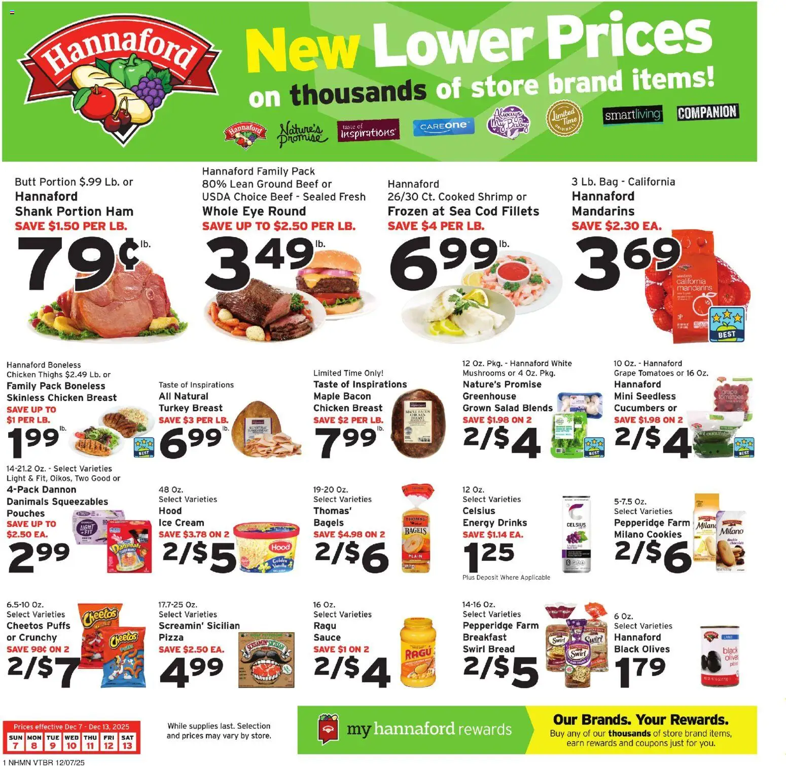 Hannaford Weekly Ad - page 1- valid from 12/07/2025