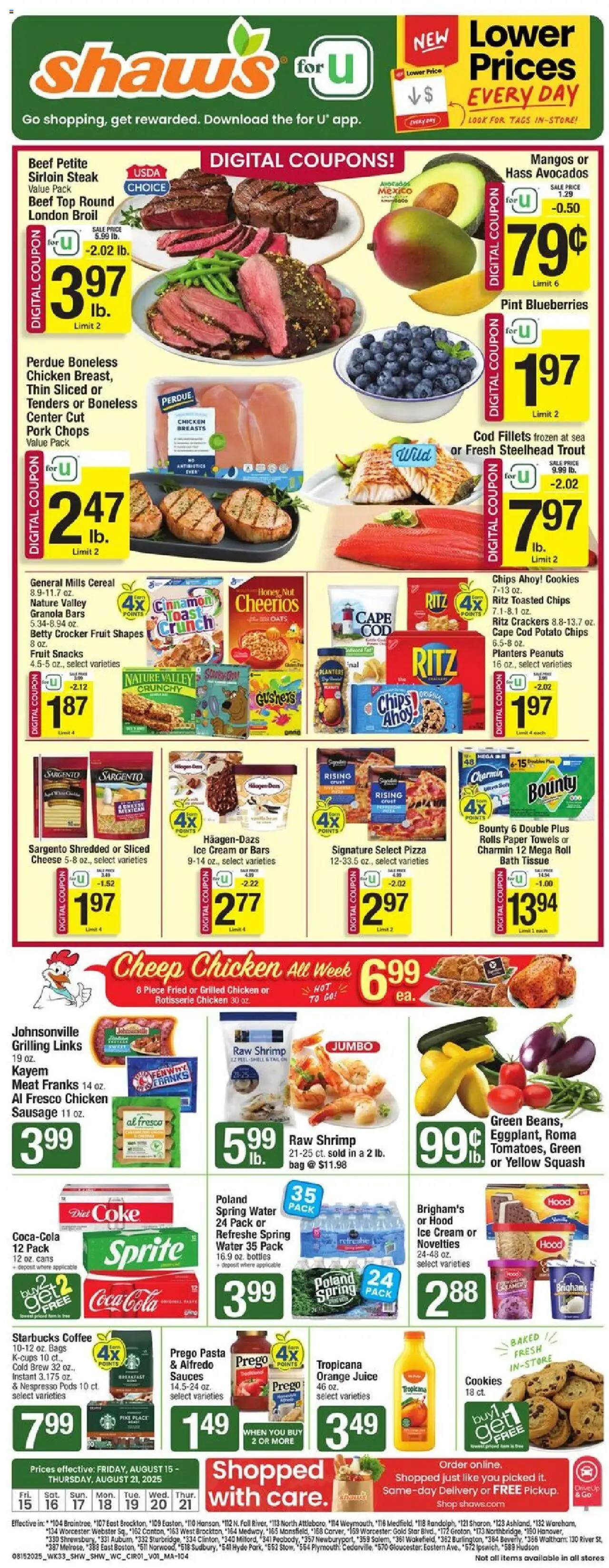 Shaw's Weekly Ad - page 1- valid from 08/15/2025