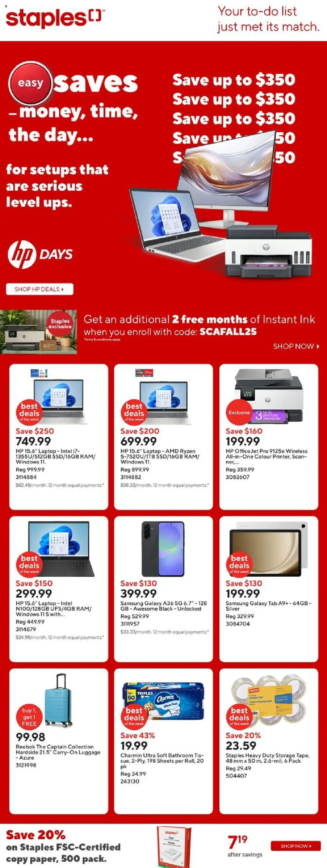 Staples weekly flyer / circulaire - page 1- valid from Oct 17, 2025