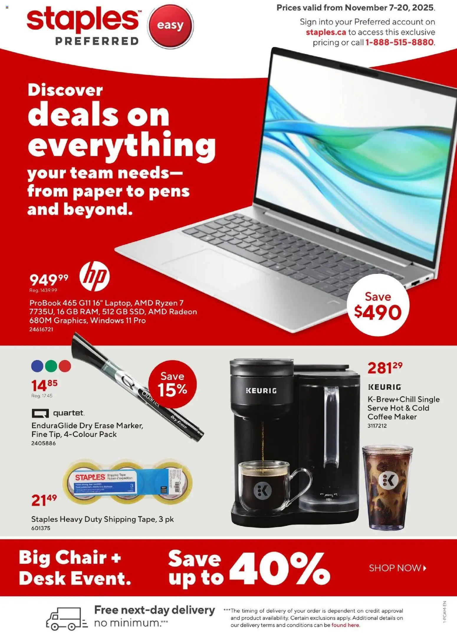 Staples - Business Flyer - page 1- valid from Nov 7, 2025