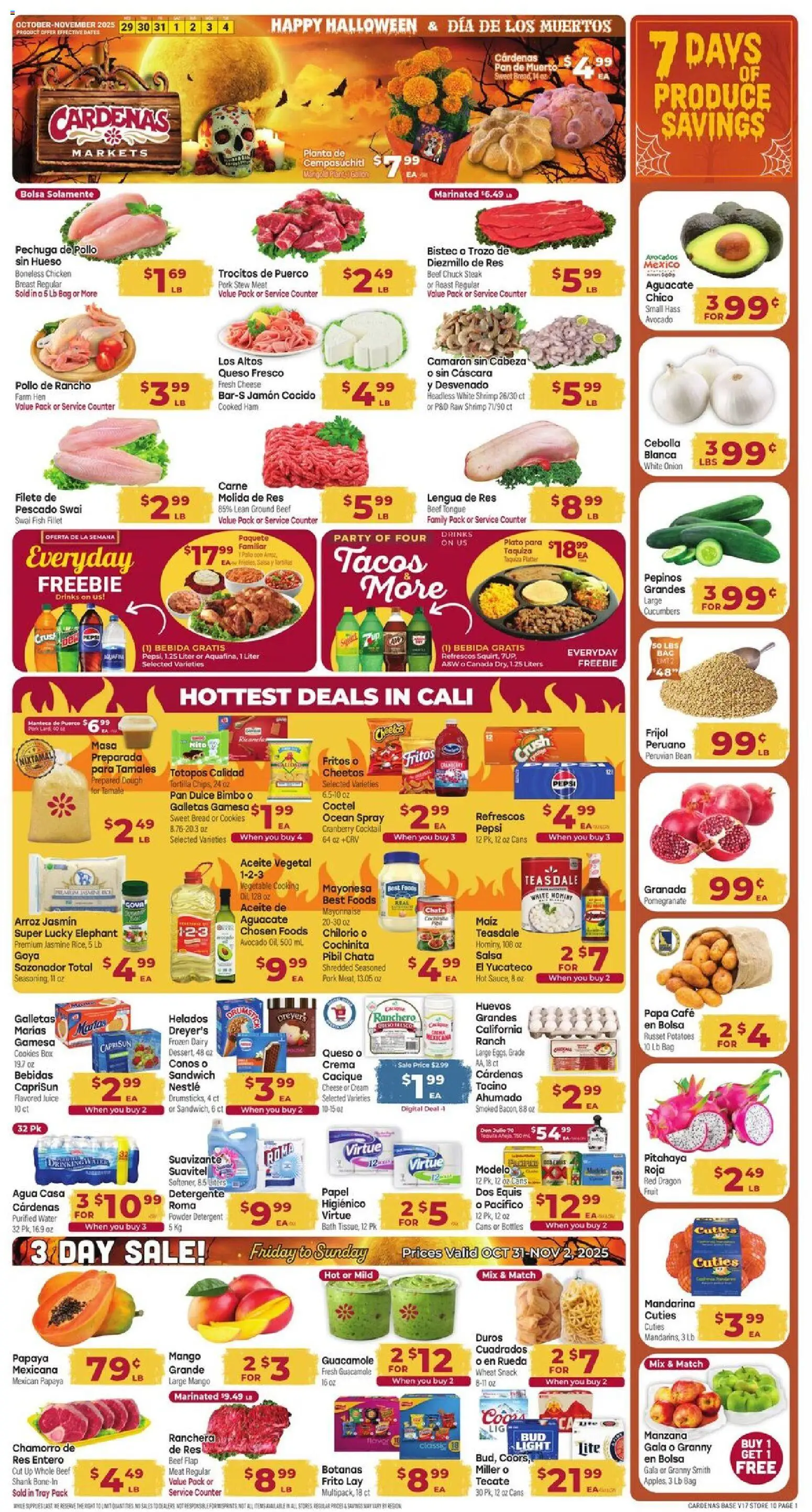 Cardenas Weekly Ad - CA - page 1- valid from 10/29/2025