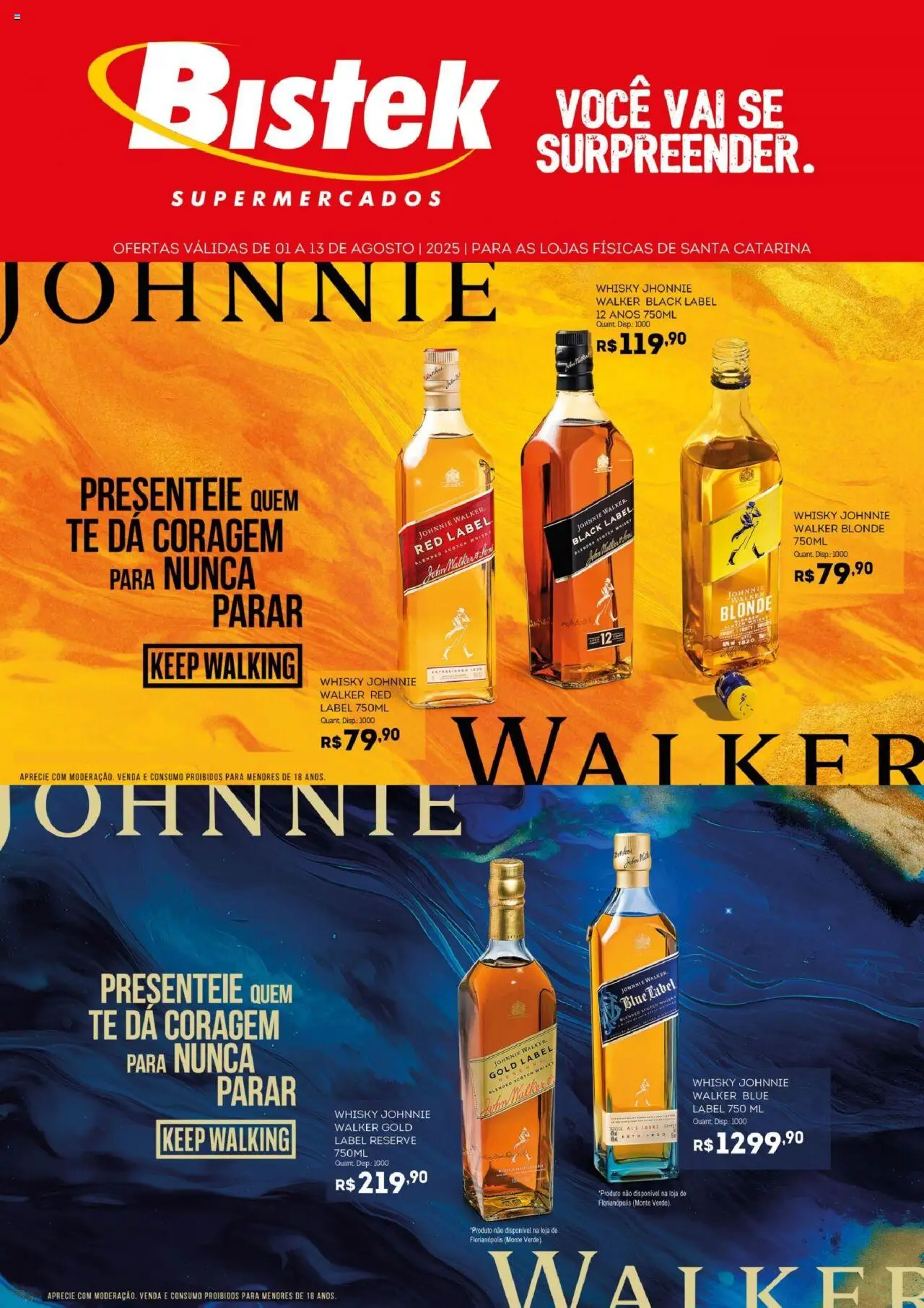 Bistek Supermercados - Ofertas Diageo - página 1- válido a partir de 01/08/2025
