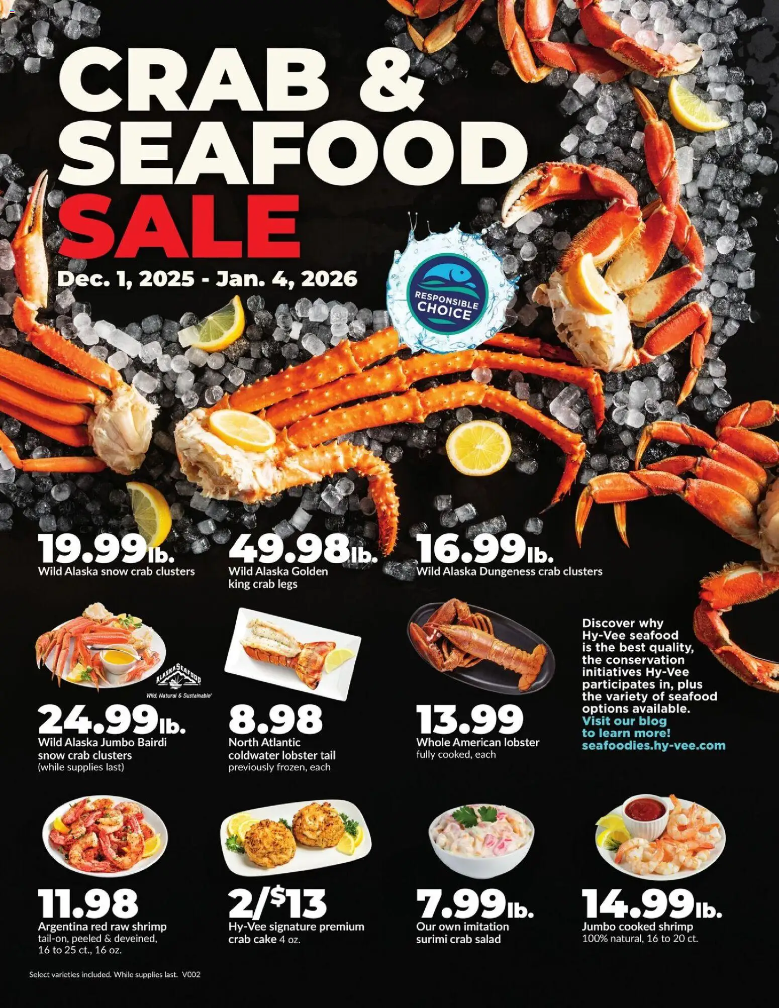HyVee Crab & Seafood Sale - page 1- valid from 12/01/2025