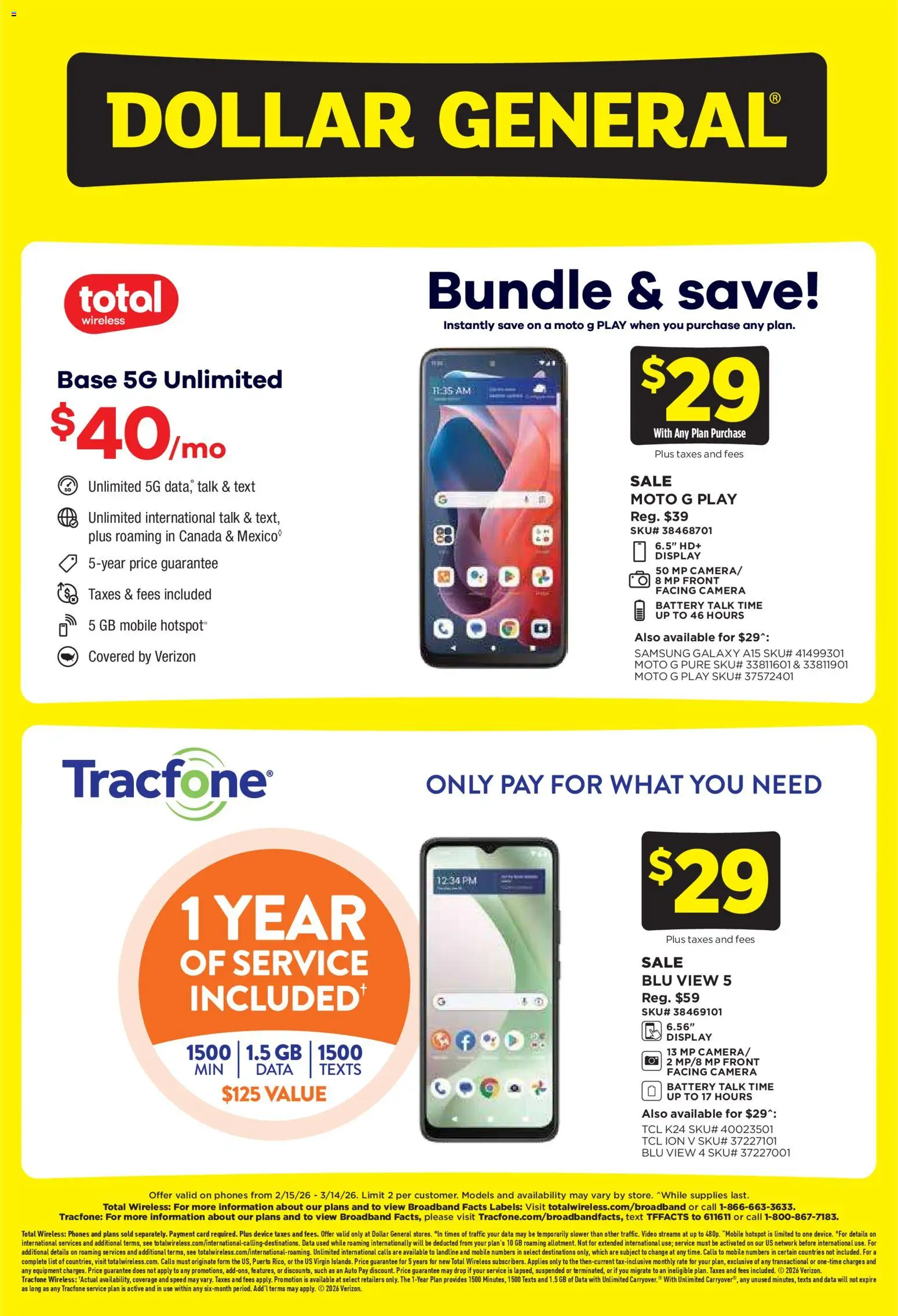 Dollar General Wireless Deals - page 1- valid from 02/15/2026