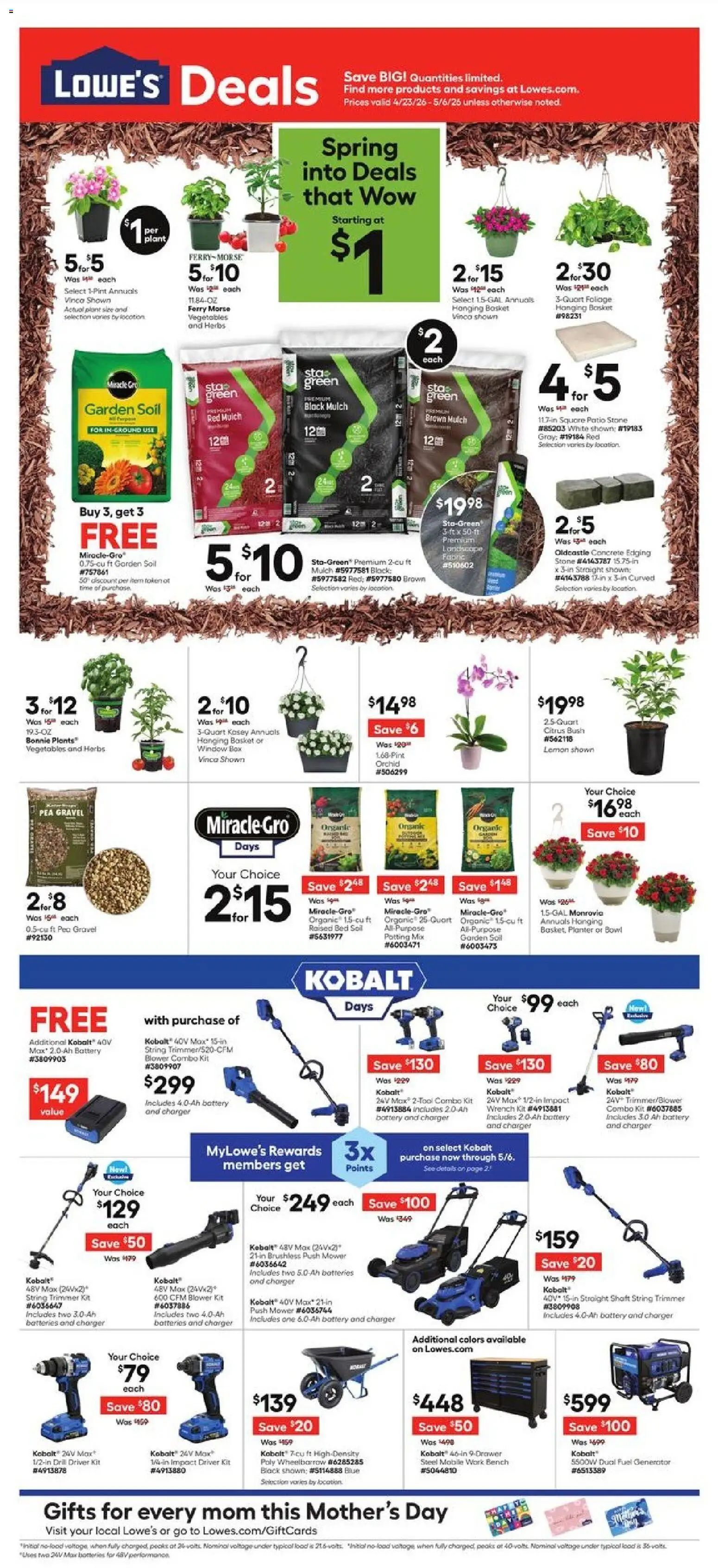 Lowe's Weekly Ad - page 1- valid from 04/23/2026