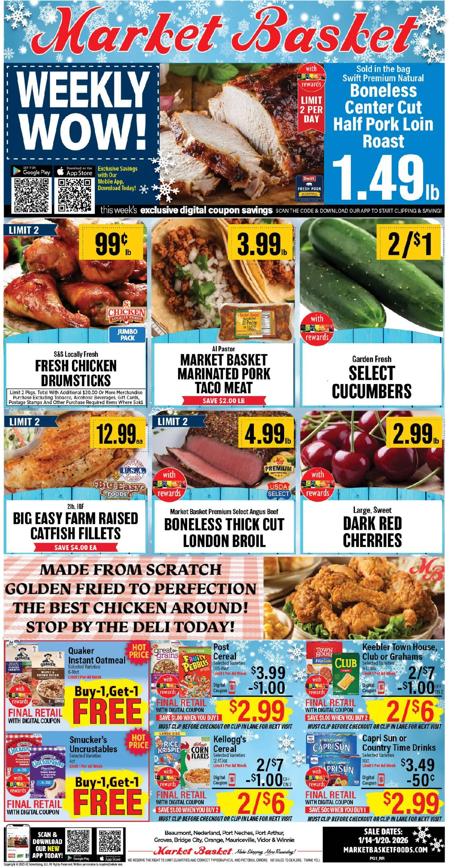 Market Basket Weekly Ad - page 1- valid from 01/14/2026
