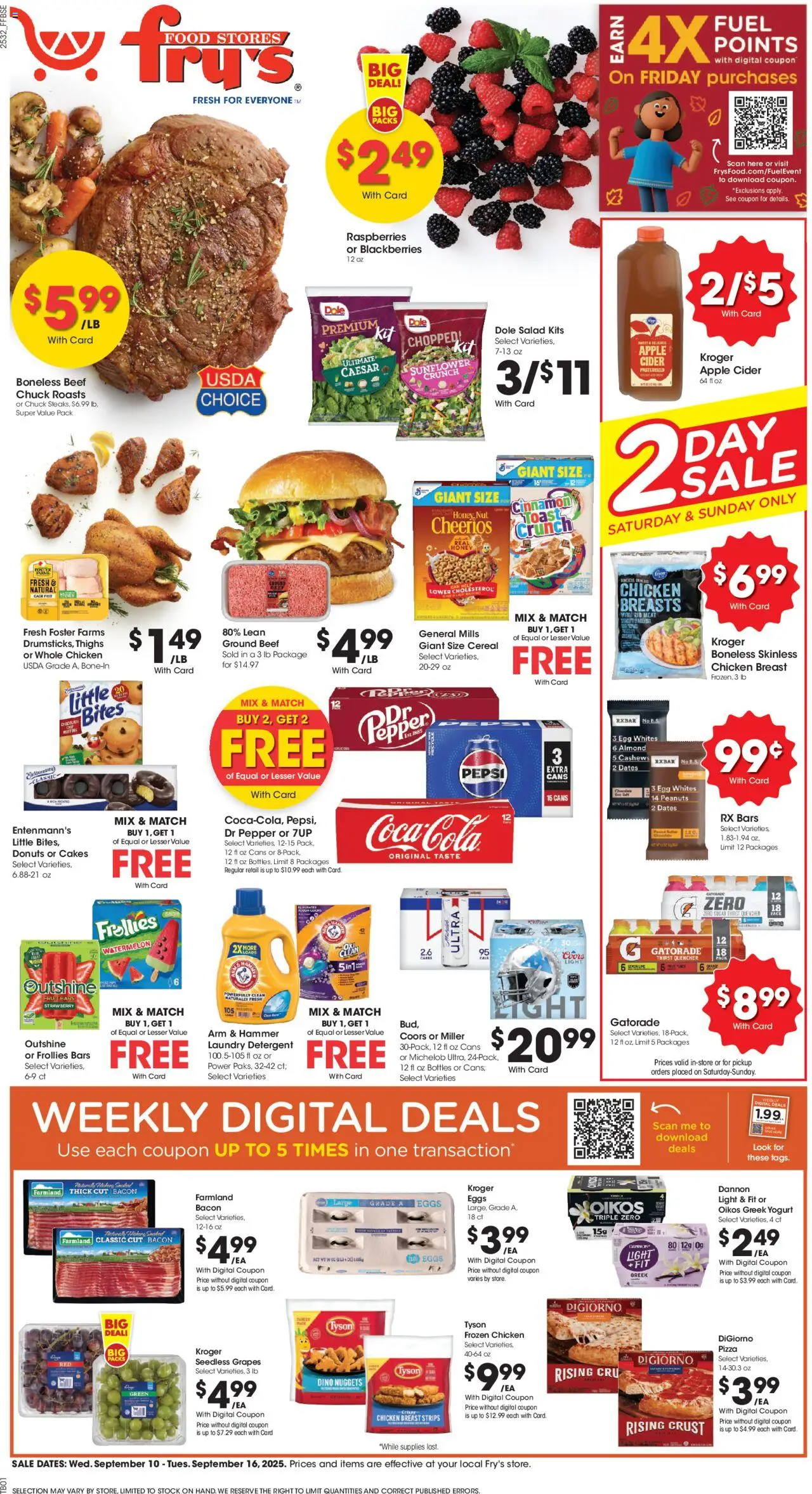 Fry's Food Weekly Ad - page 1- valid from 09/10/2025